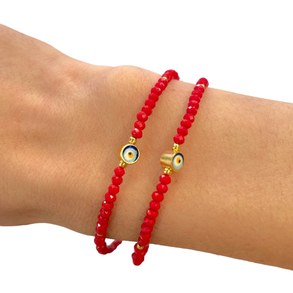 Beaded Red Evil Eye Bracelet