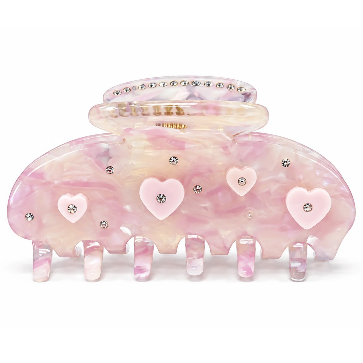 Iridescent Rhinestone Heart Clip