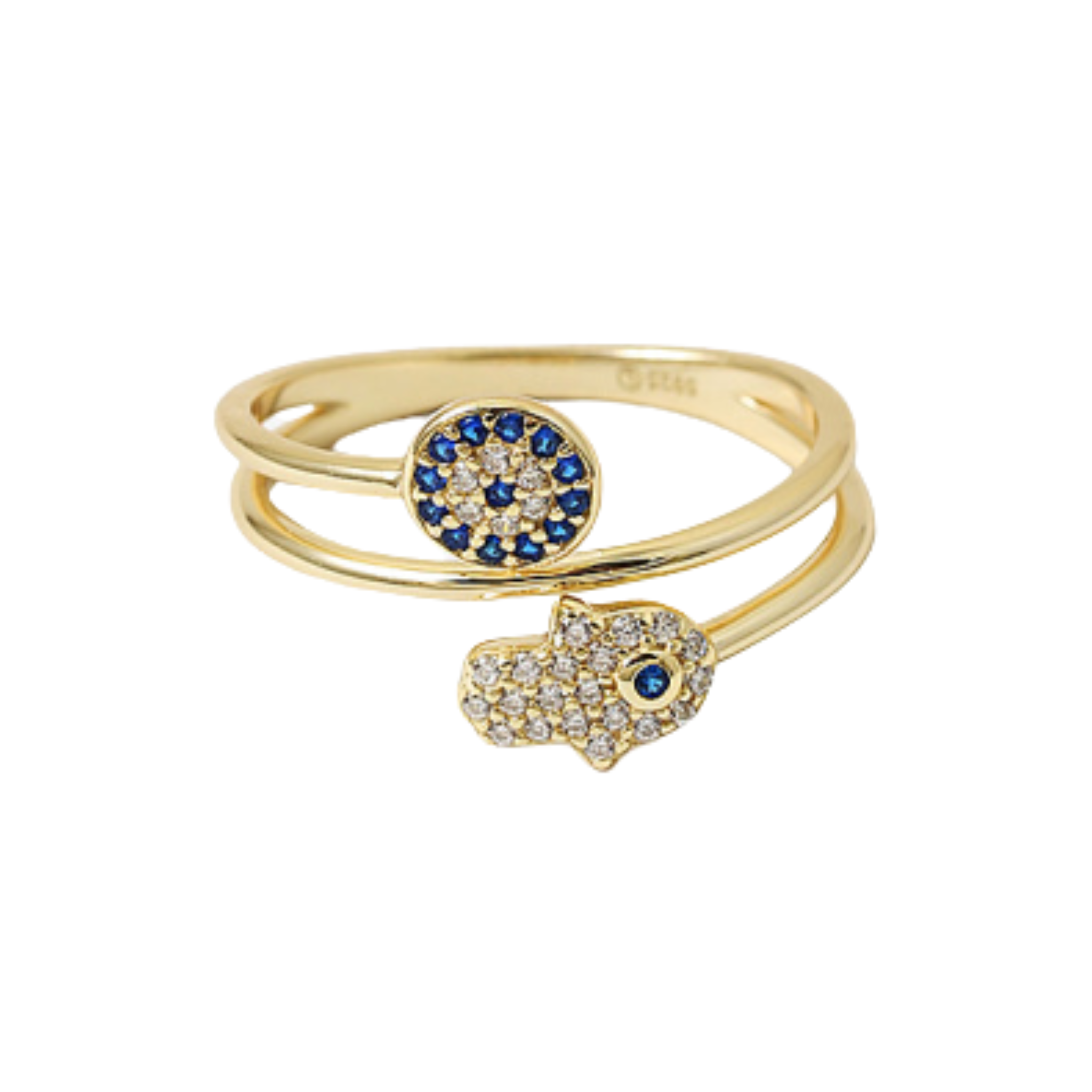 CZ Evil Eye & Hamsa Wrap Around Ring