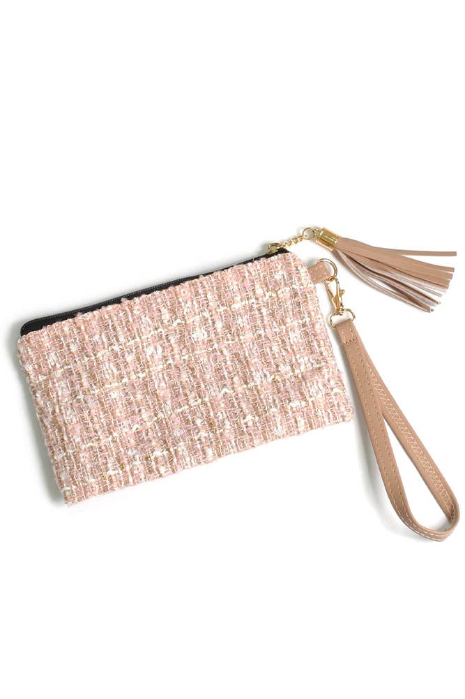 Tweed Lurex Pouch Bag with Wristlet