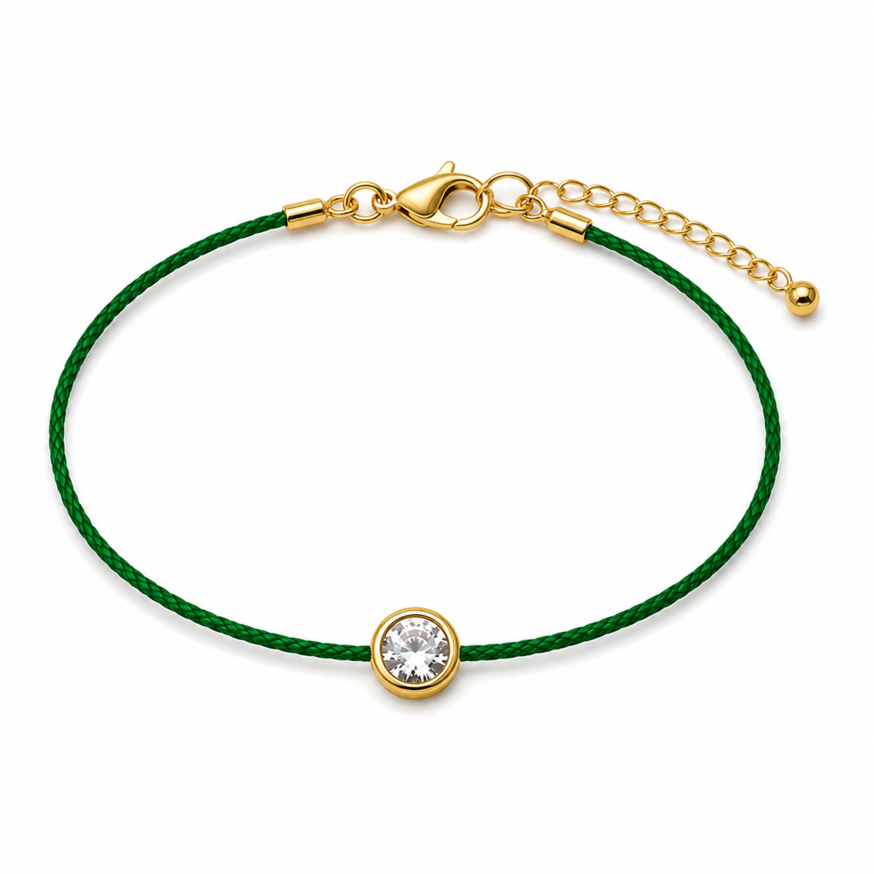 Diamond Cord Bracelet with Round Bezel CZ