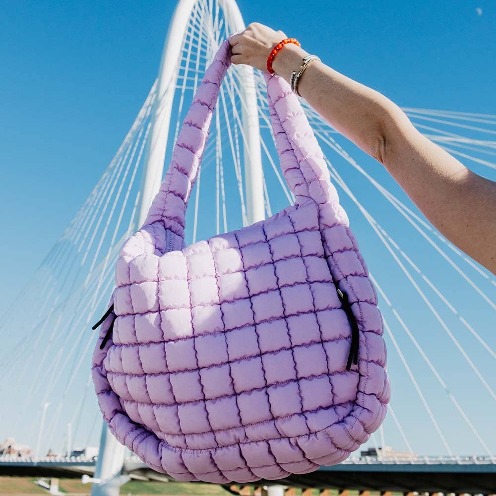Light Purple Oversized Quilted Hobo Tote Bag - Let's Bag It 