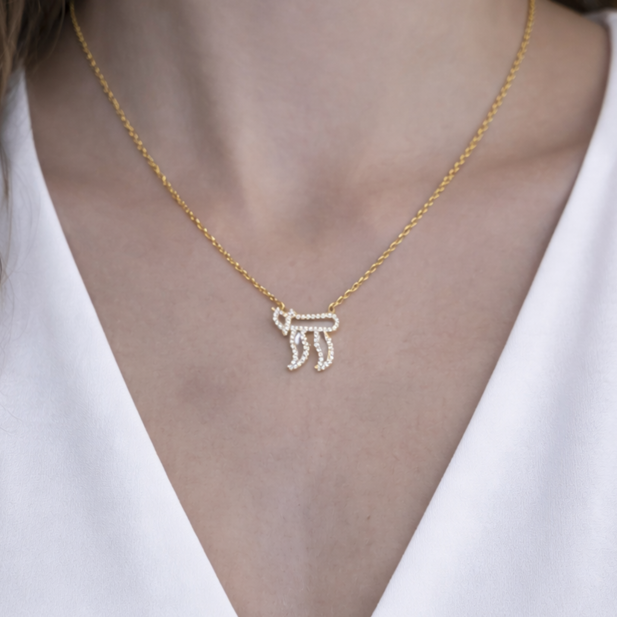 Medium Mother Of Pearl Chai Necklace