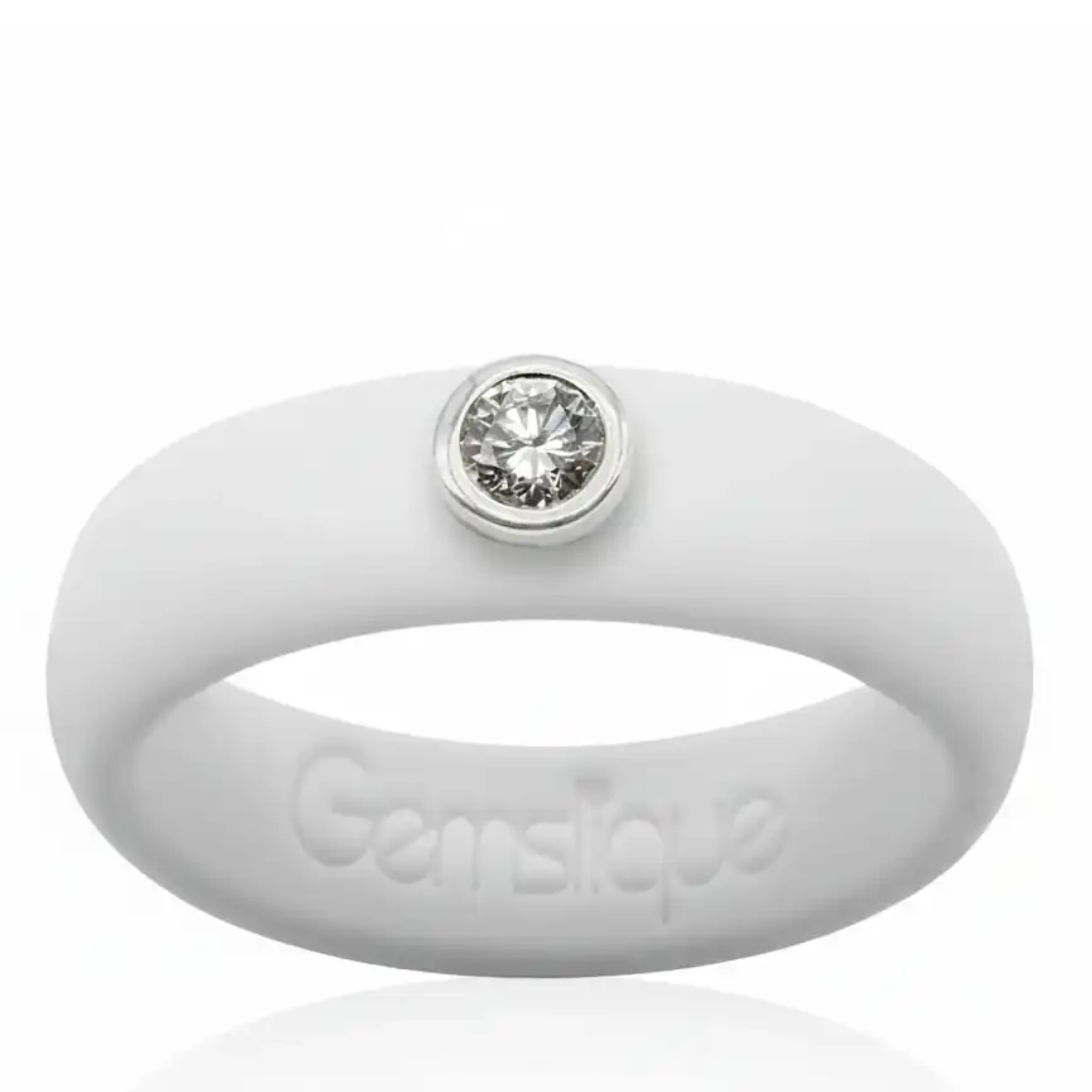 White silicone ring from Gemslique featuring a simple, smooth design perfect for everyday wear.