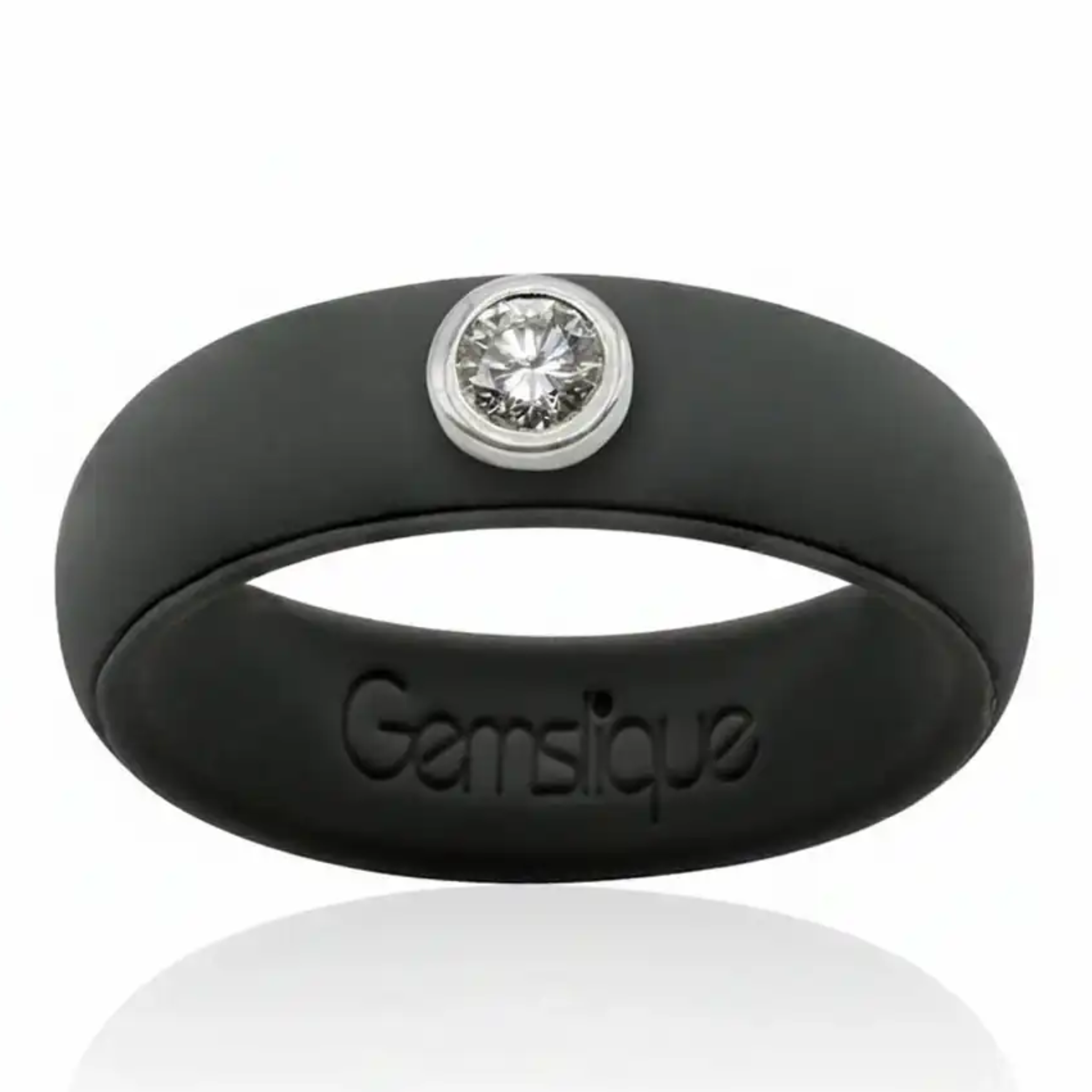 Stone gray silicone ring by Gemslique displayed against a neutral background, showcasing its sleek, modern design.