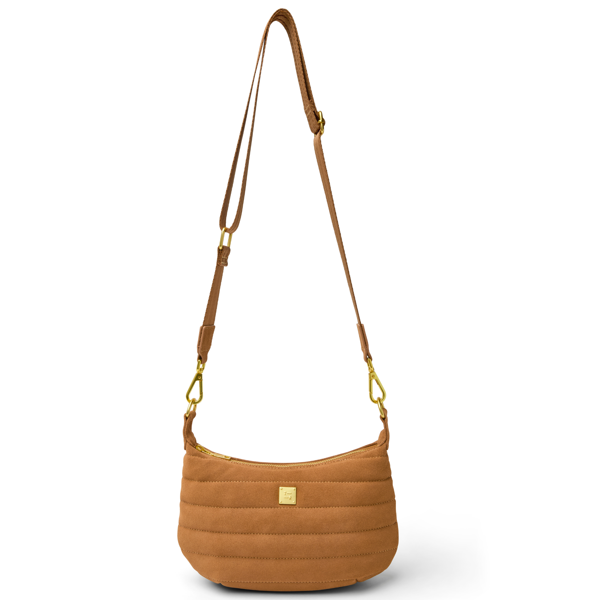 Think Royln Mini Moon handbag with coquette heart and bow charm, featuring a stylish design and vibrant colors.