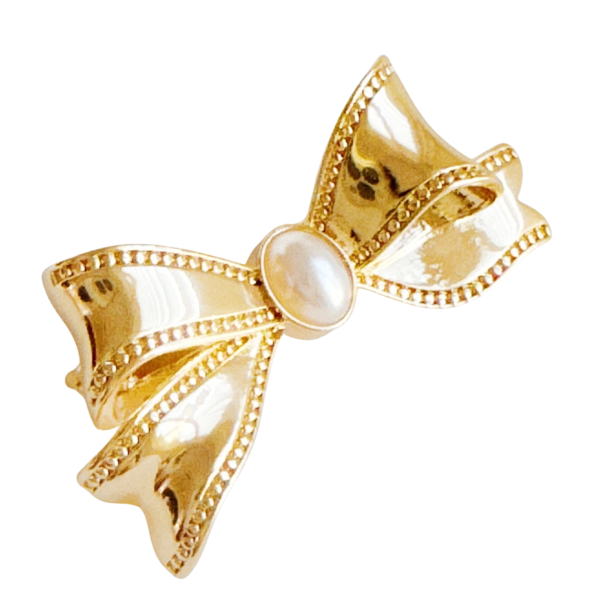 Vintage pearl bow brooch pin by Ellison + Young featuring a classic design with a lustrous pearl and elegant bow shape.