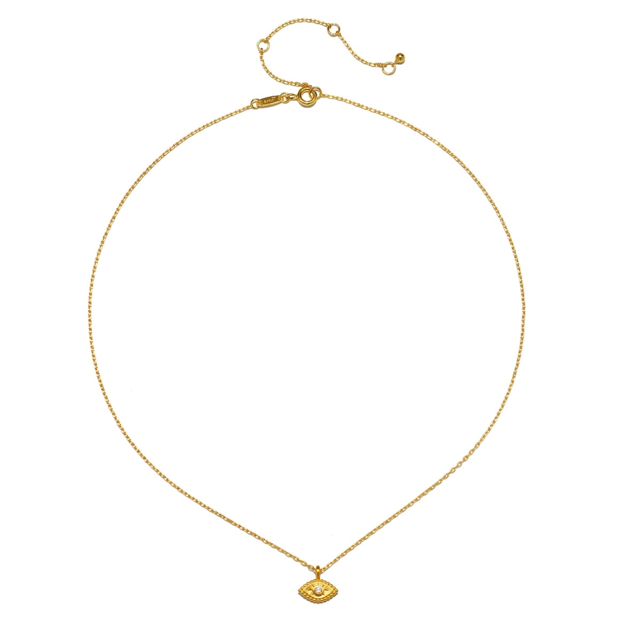 Shielded Spirit White Topaz Evil Eye Necklace 16"