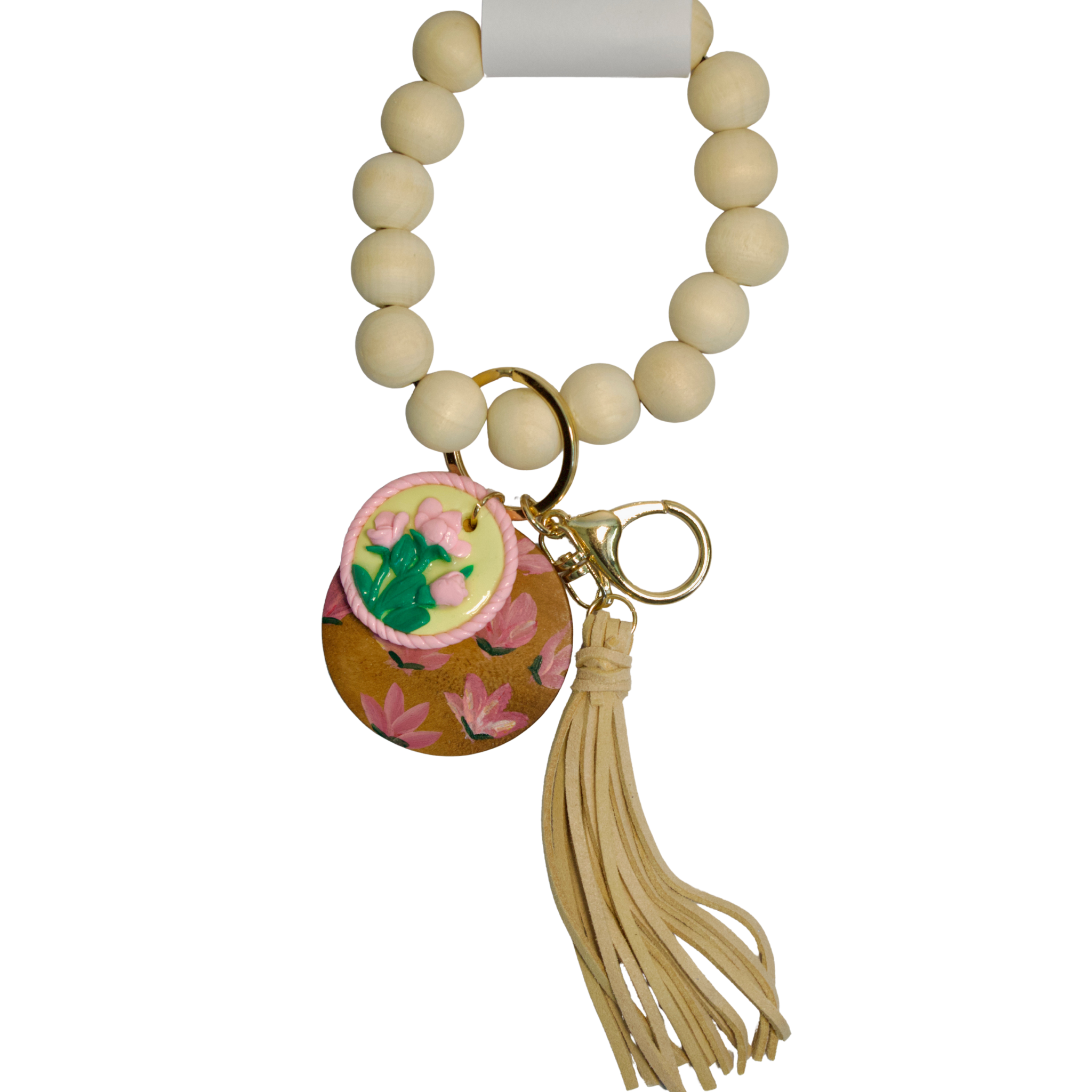 Hand-painted ceramic keychain featuring a heart and bow design from Gianna Valente x Lets Bag It collection.