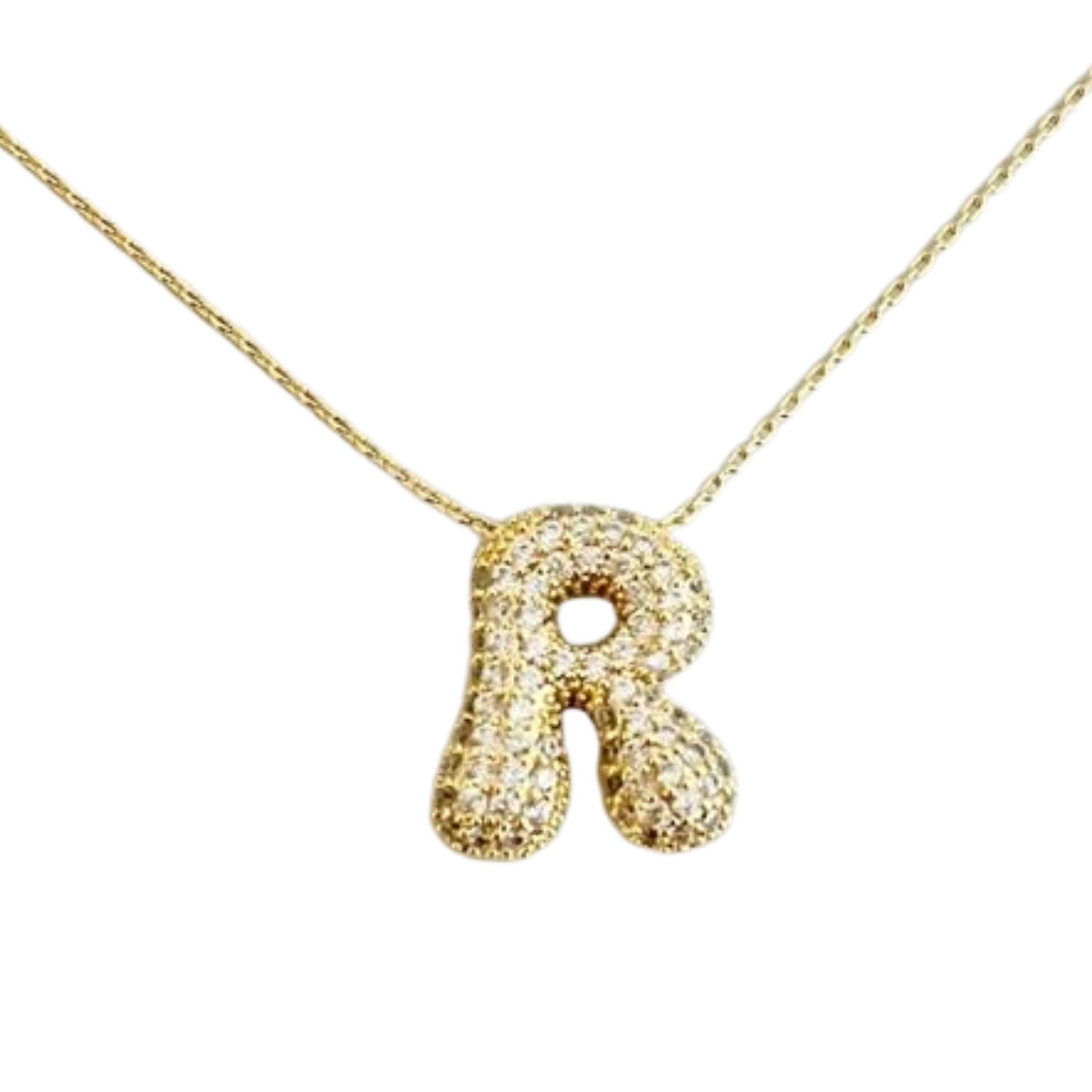 Crystal Bubble Initial Necklace