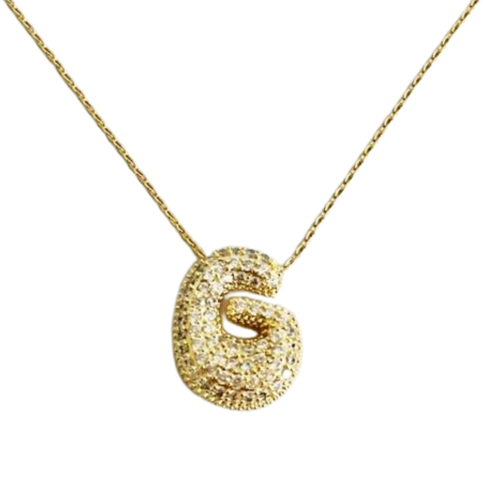 Crystal Bubble Initial Necklace