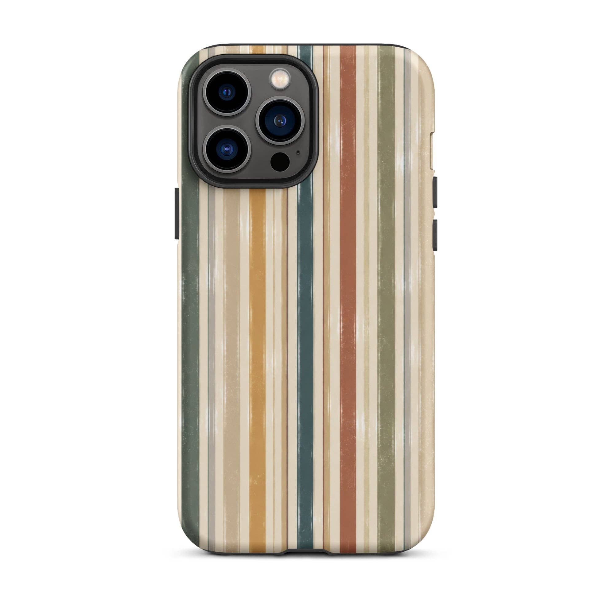 Green Tan Turquoise Stripe iPhone Case