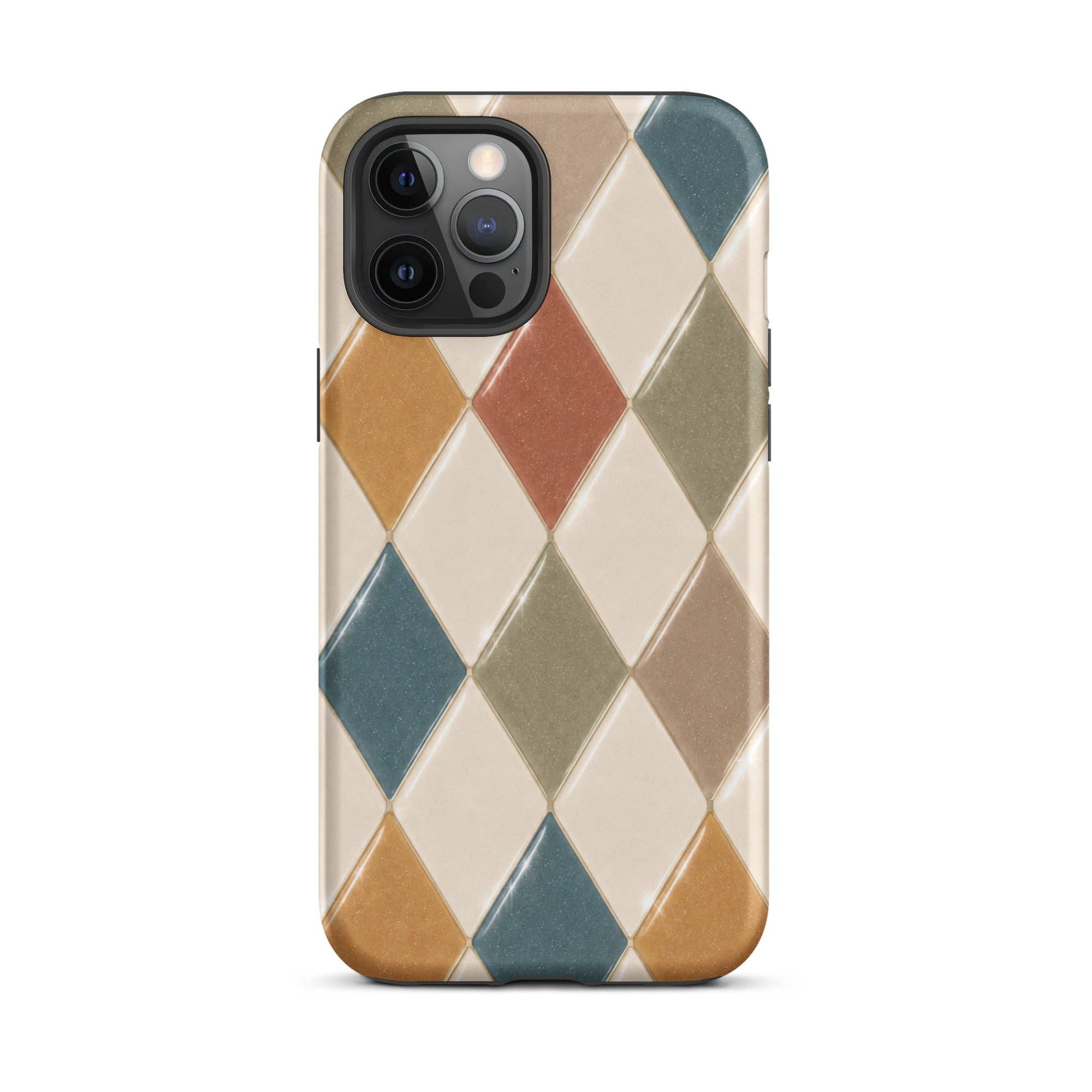 Green Tan Turquoise Argyle iPhone Case