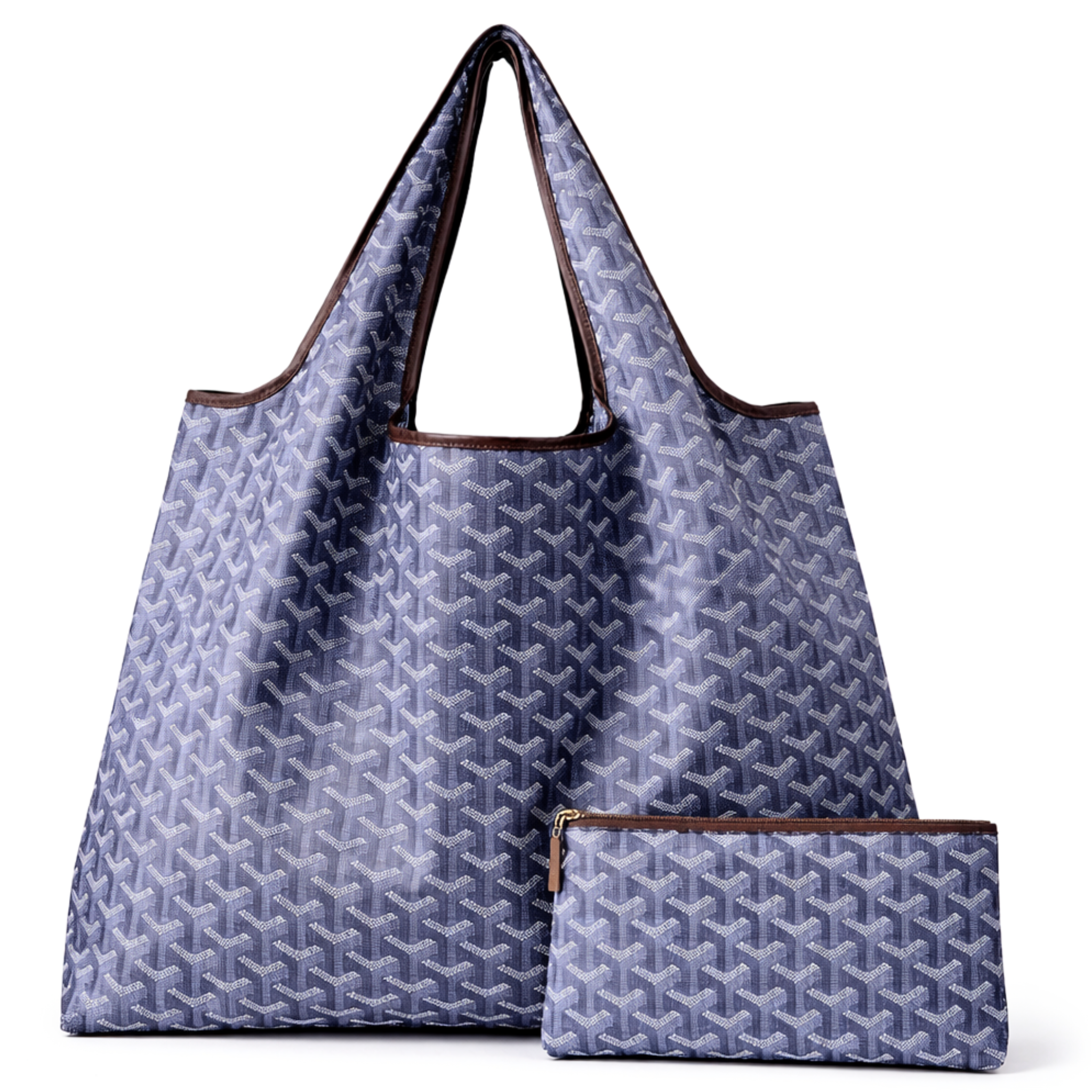 Multicolor chevron nylon tote bag by Private Label, eco-friendly and foldable reusable tote for everyday use.