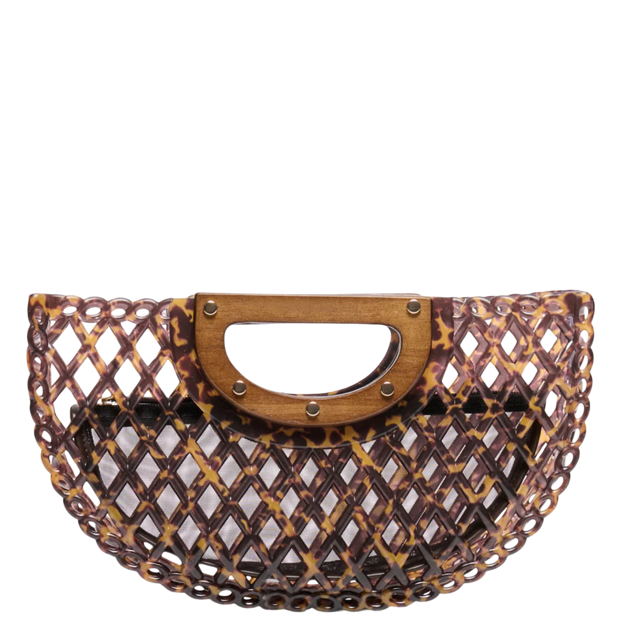 Dolce Vita Solandra Clutch in tortoise jelly with multicolor design, featuring a sleek, compact shape and glossy finish.