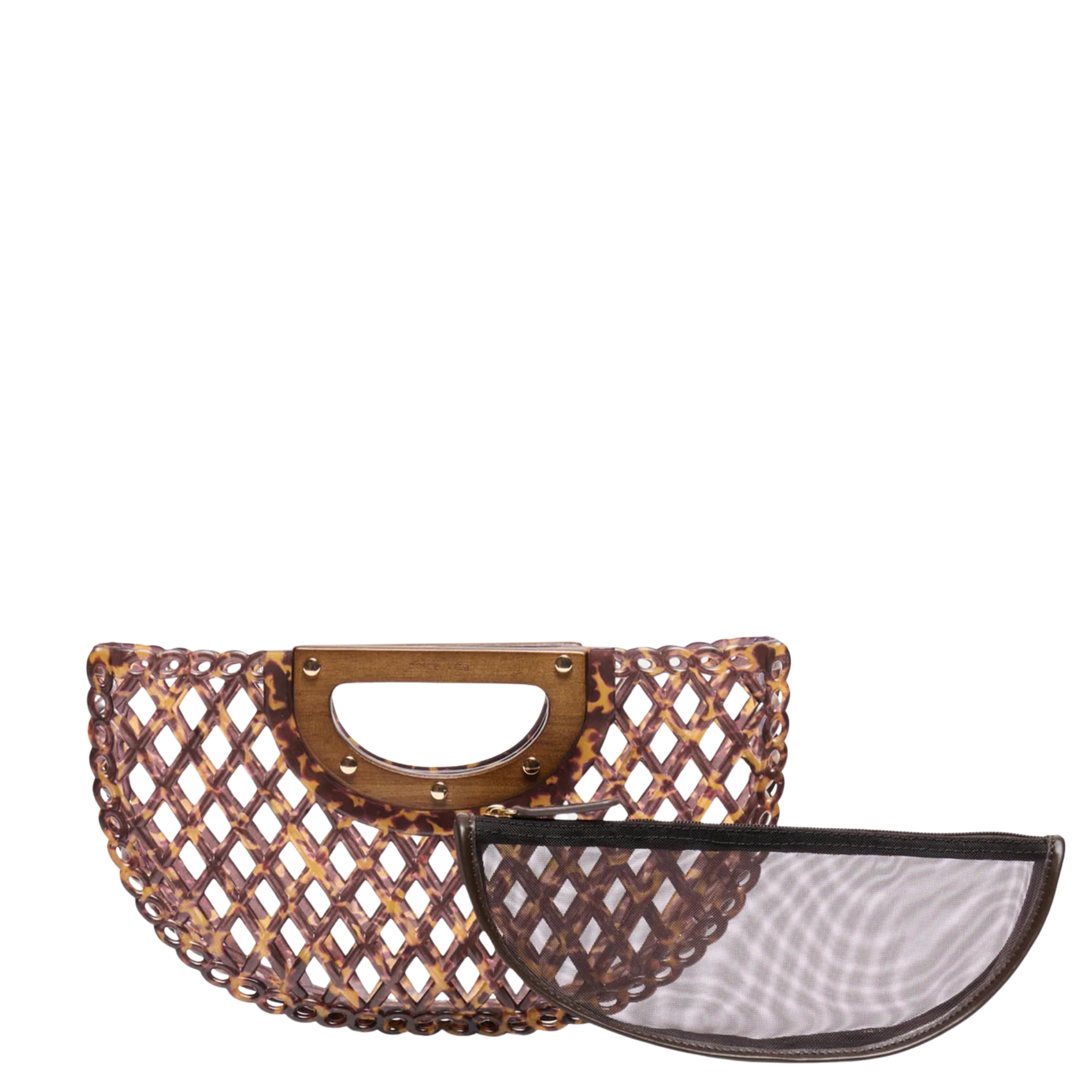 Dolce Vita Solandra Tortoise Jelly clutch with multicolor Daisy pattern, featuring a compact design and glossy finish.