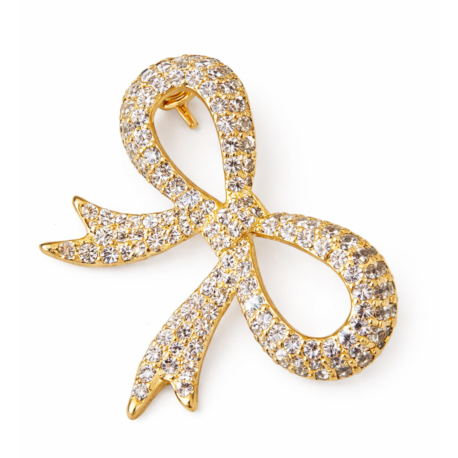 🎀 Gilded Crystal Bow Brooch