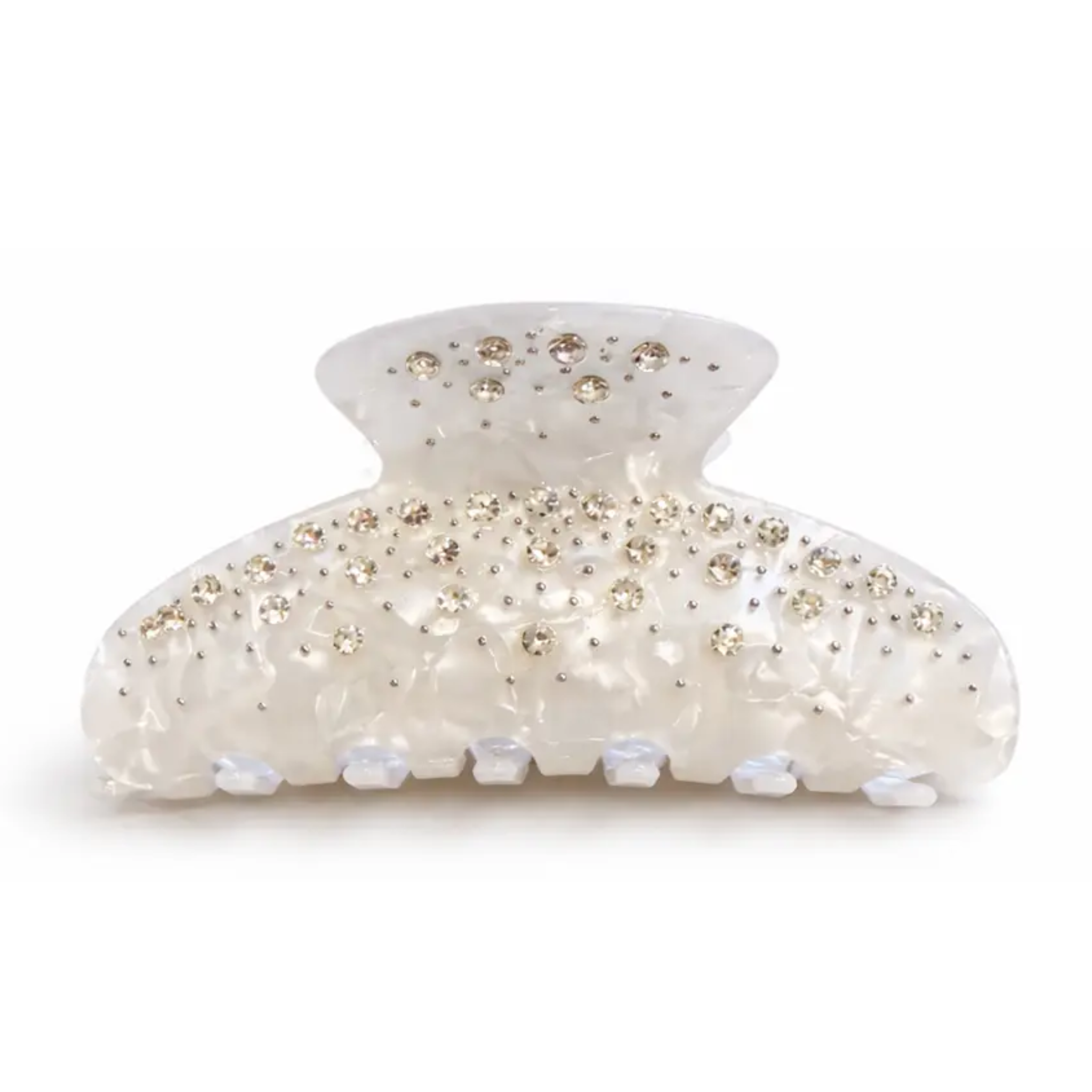 Multicolor scattered stone rhinestone clip by Private Label, featuring sparkling stones and a sleek metal clip design.