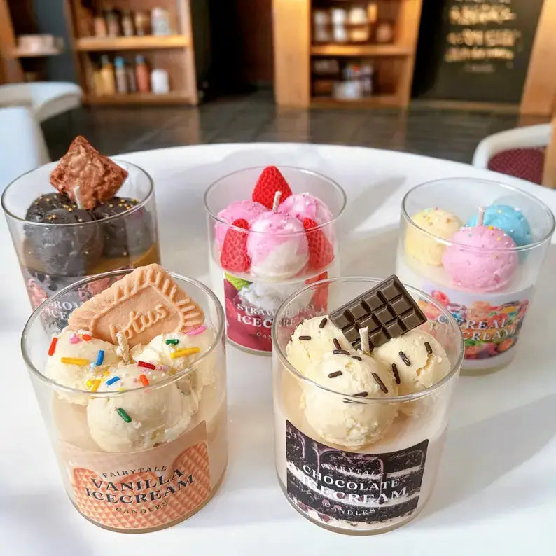 Chocolate Ice Cream Candle 8 oz - Realistic Dessert Candle