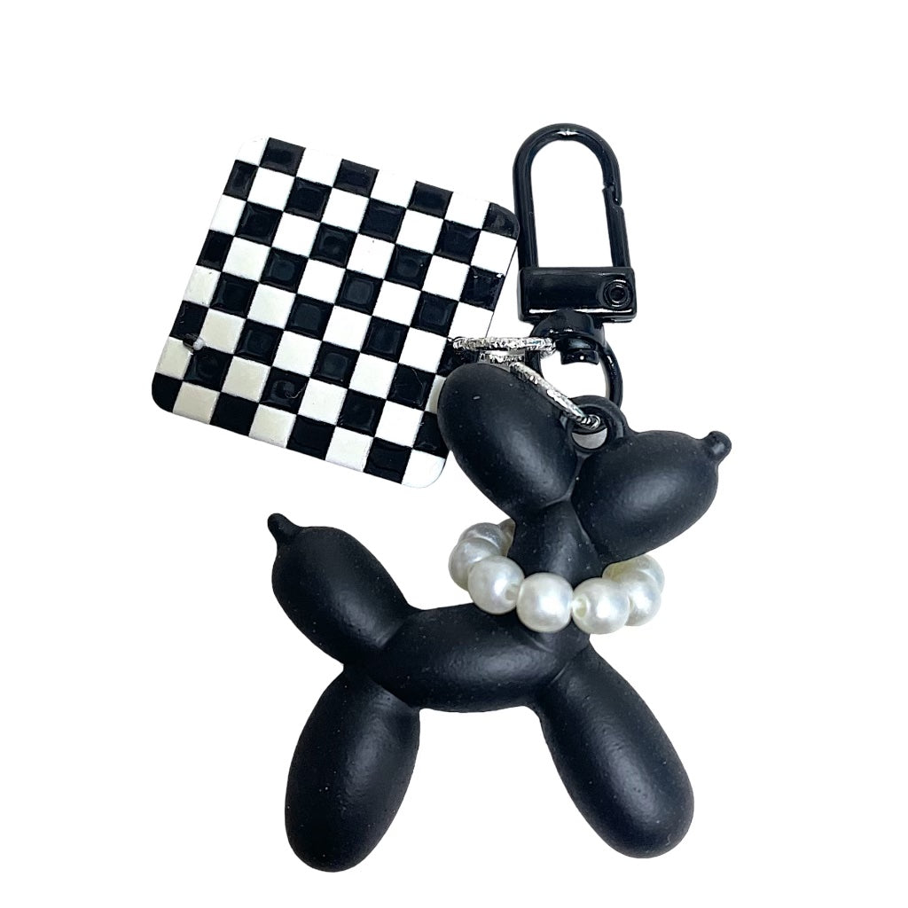 Black/White Balloon Dog Keychain