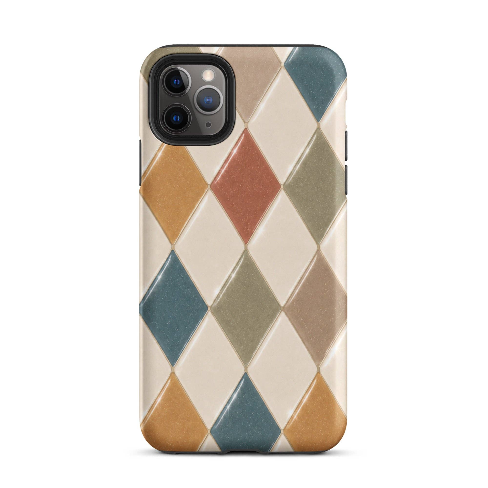 Green Tan Turquoise Argyle iPhone Case