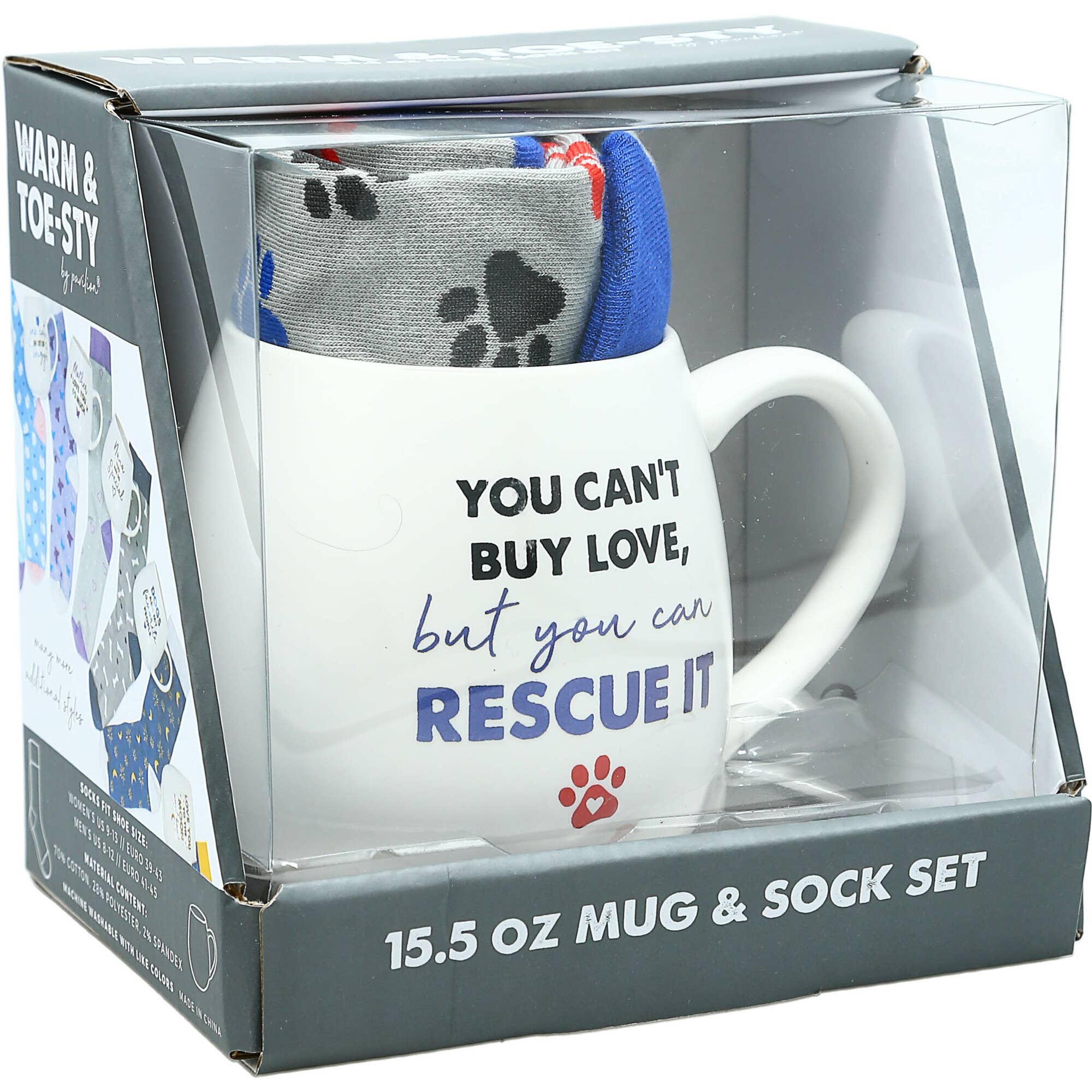 Pavilion Rescue mug and sock set featuring a cozy mug with a matching pair of socks, perfect for relaxation.