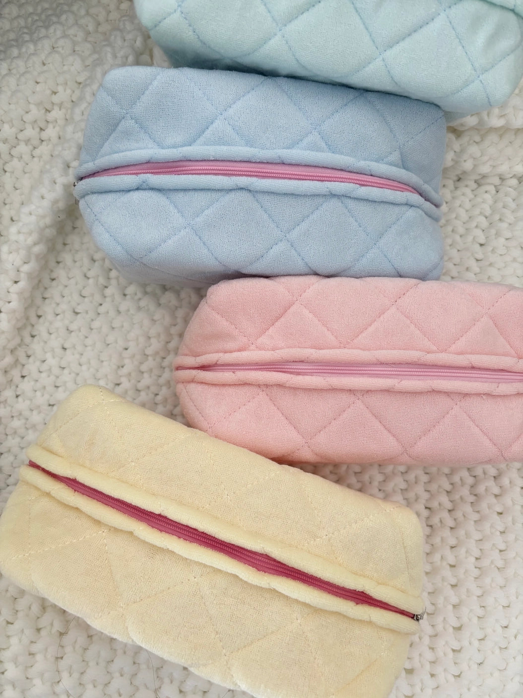Large Quilted Terry Makeup Pouch