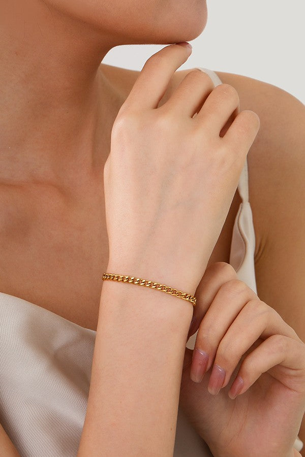 Stainless steel waterproof tarnish-free bracelet by Private Label Jewelry featuring sleek, polished design and secure clasp.