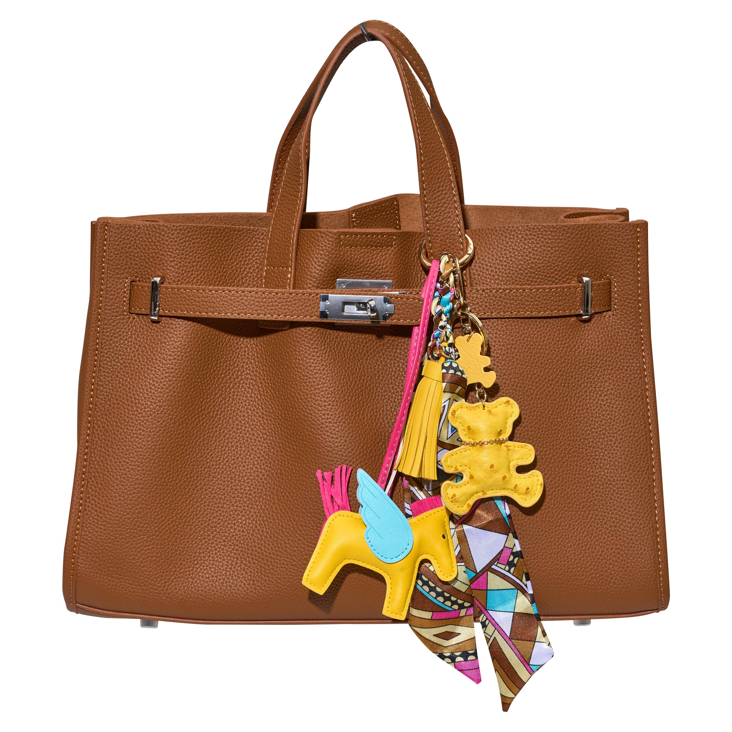 Malibu Sugar horse charm bag charm with a colorful scarf detail, attached to a keyring for versatile accessorizing.