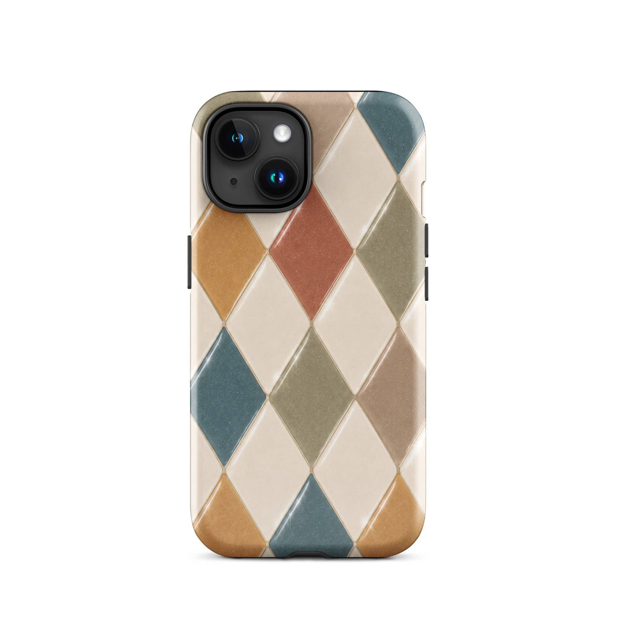 Green Tan Turquoise Argyle iPhone Case