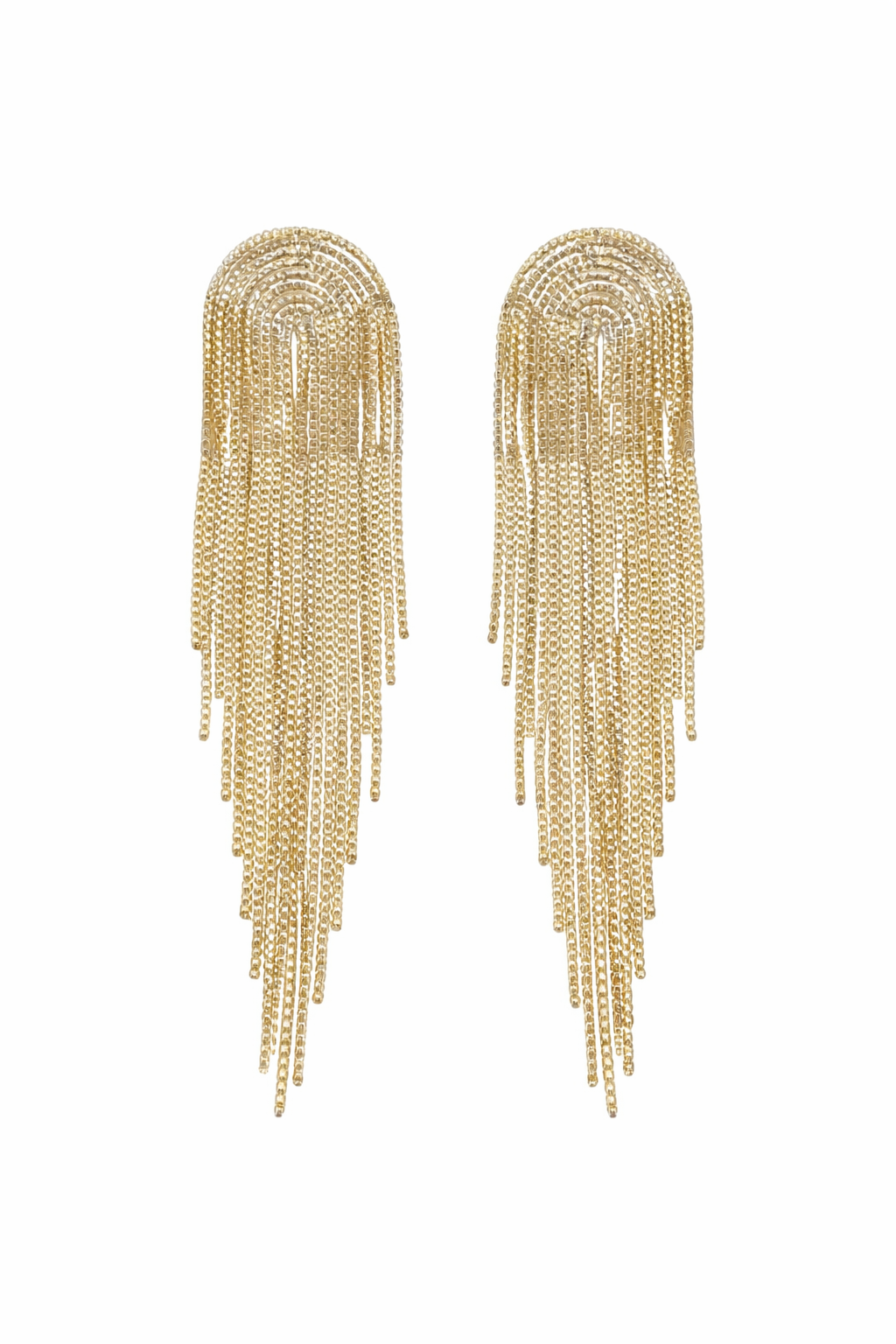 Gemelli shimmer earrings featuring sparkling accents, hanging elegantly against a neutral background.