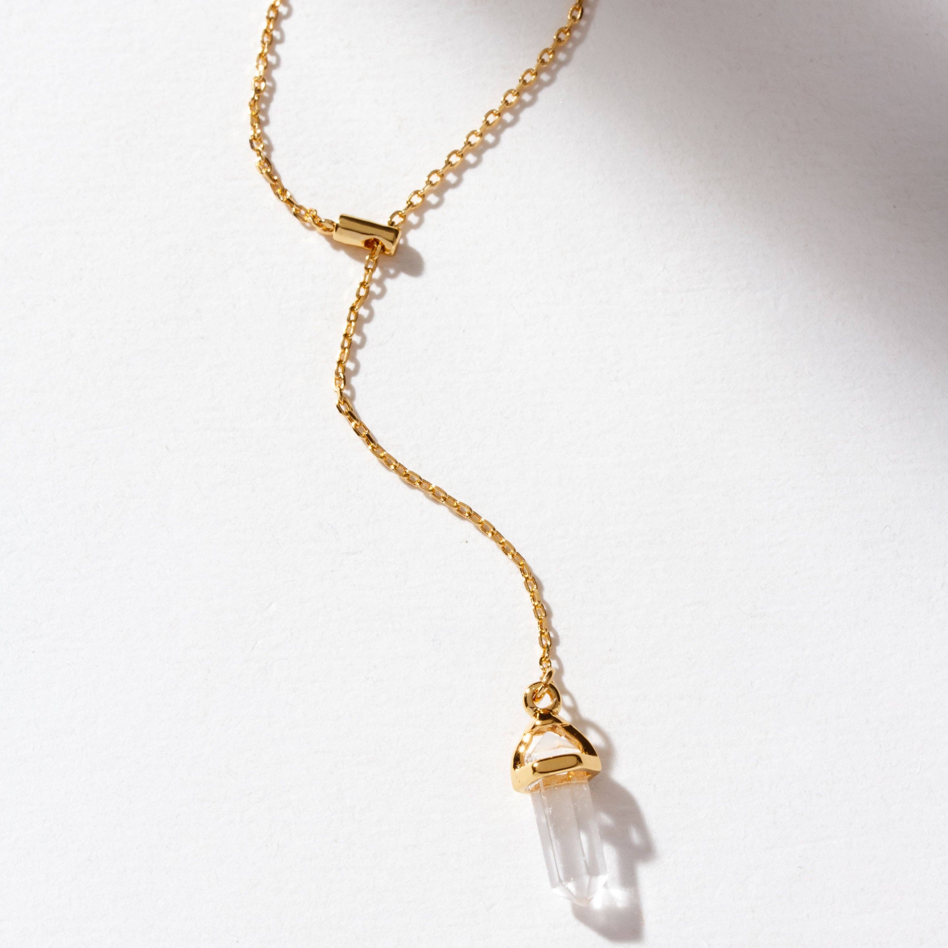 Prism Point Lariat- Clear Quartz - Let's Bag It 