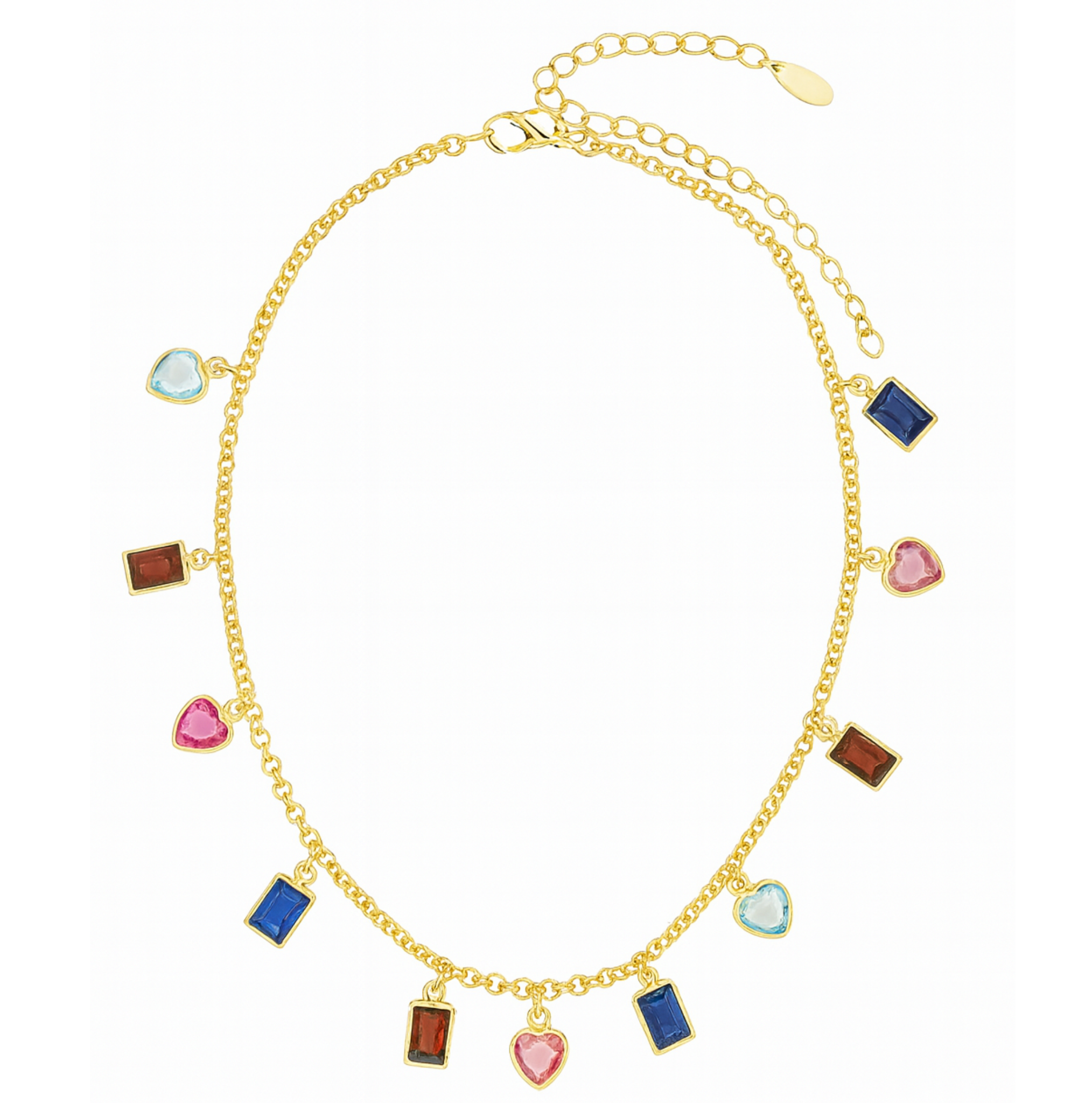 The Prism Dangle Necklace - 18K Gold Multicolor Charm Chain