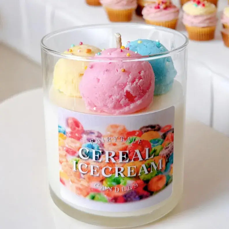 Cereal Ice Cream Candle 8 oz - Realistic Dessert Candle