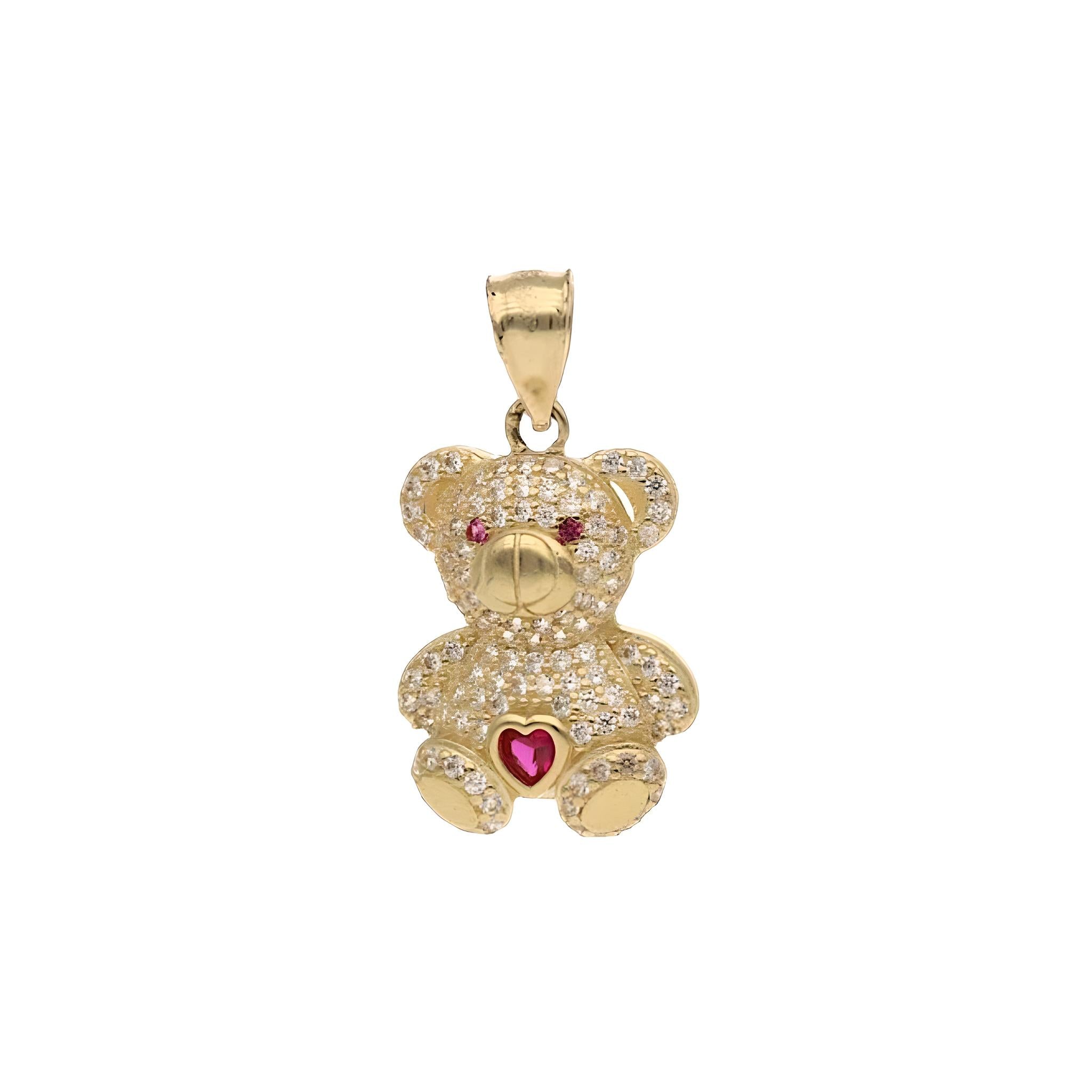 14K Gold CZ Teddy Bear Charm