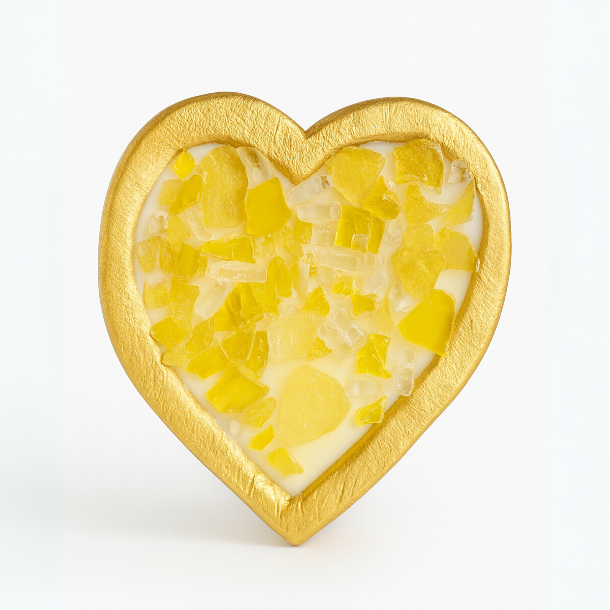 "Heart of Gold" Wood Dough Bowl Soy Candle
