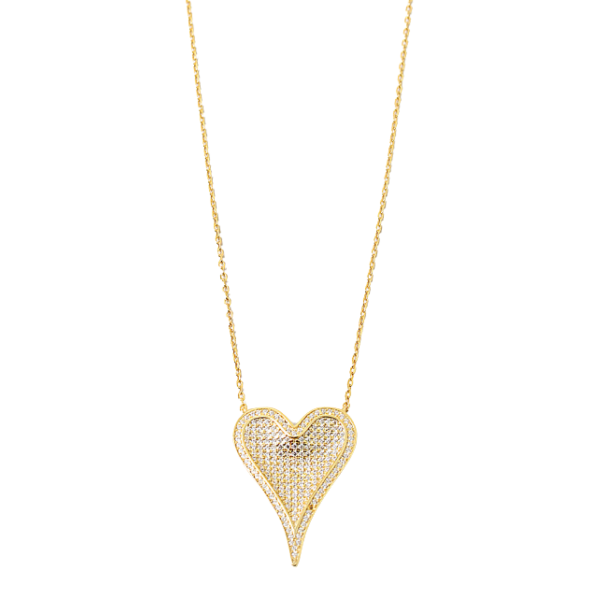 3D Large Pave Heart Necklace