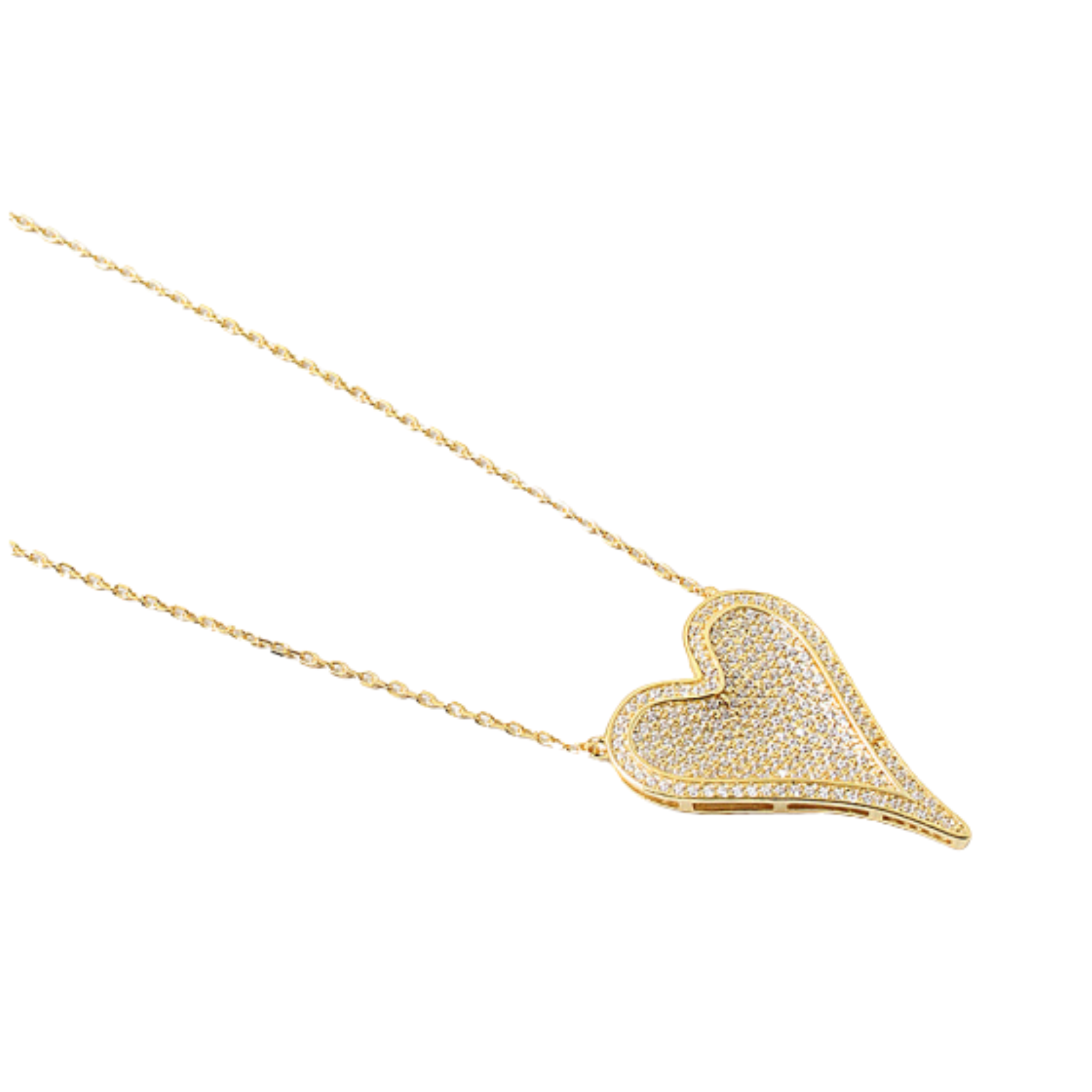 3D Large Pave Heart Necklace