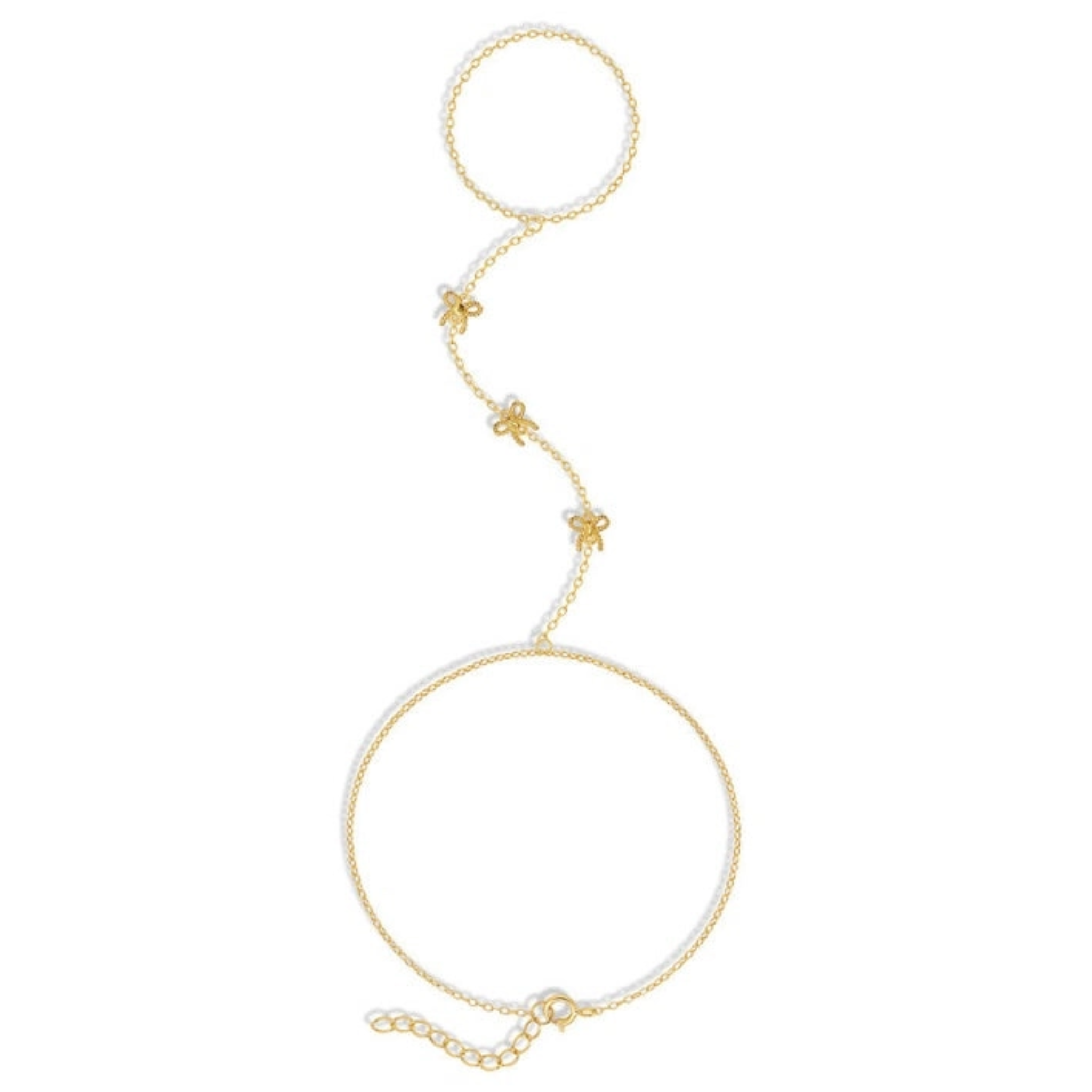 Triple Bow Knot Hand Chain Bracelet in 925 Sterling Silver