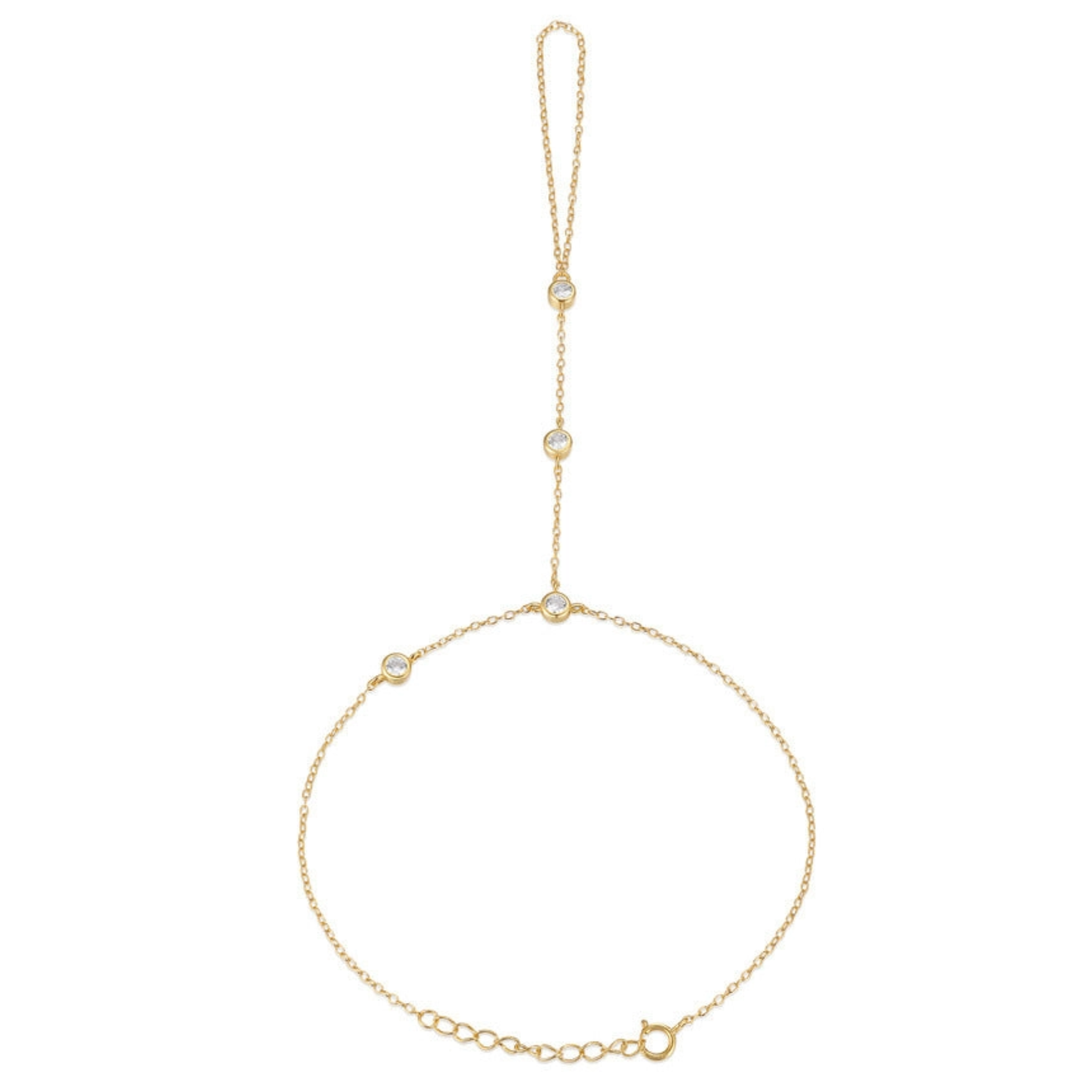 Marquise-Cut Cz Hand Chain Bracelet in 925 Sterling Silver