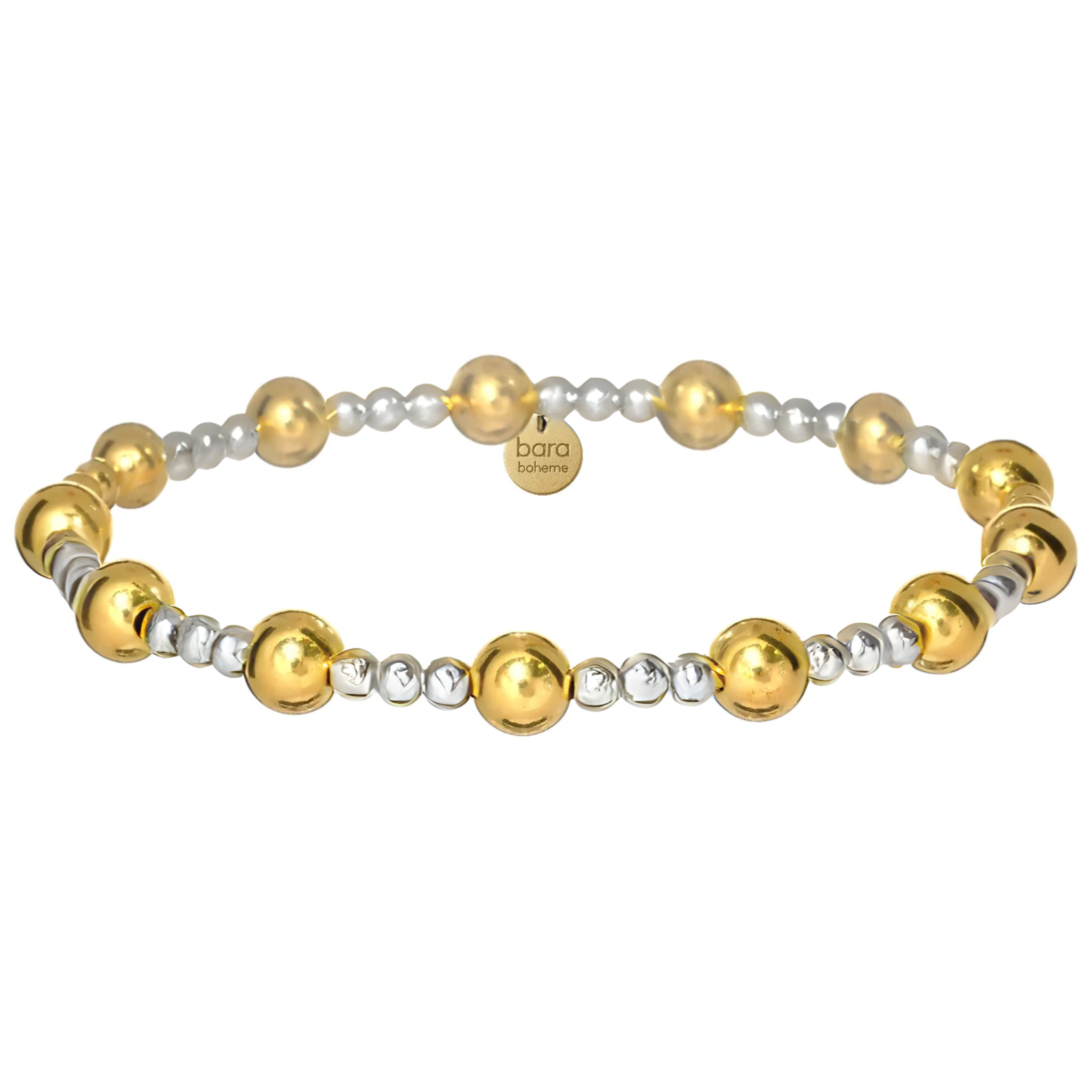 Gold filled beaded bracelet with jasmine design by BARA BOHEME, featuring elegant gold beads on a delicate chain.