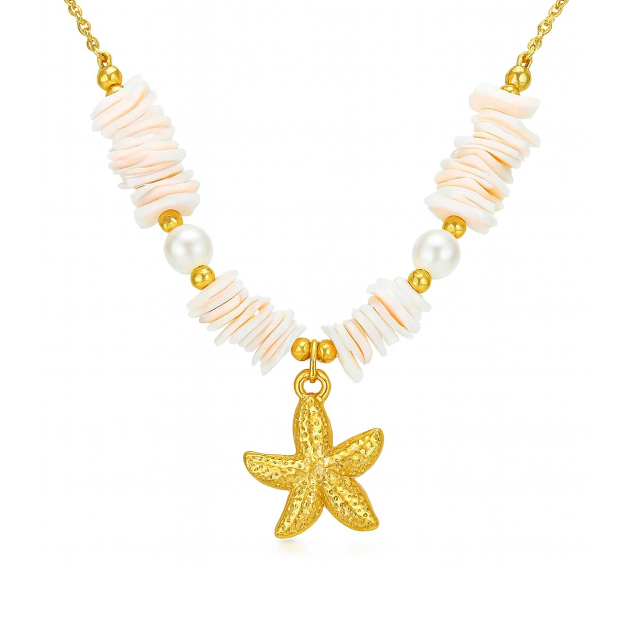 Thelma 18K Gold Non-Tarnish Shell Star Necklace