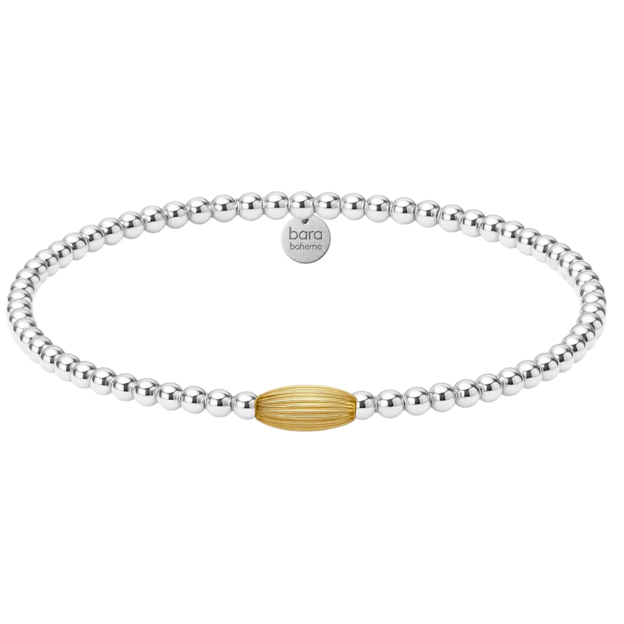 Gold filled beaded bracelet by BARA BOHEME, showcasing a delicate design with shimmering beads and a warm gold finish.