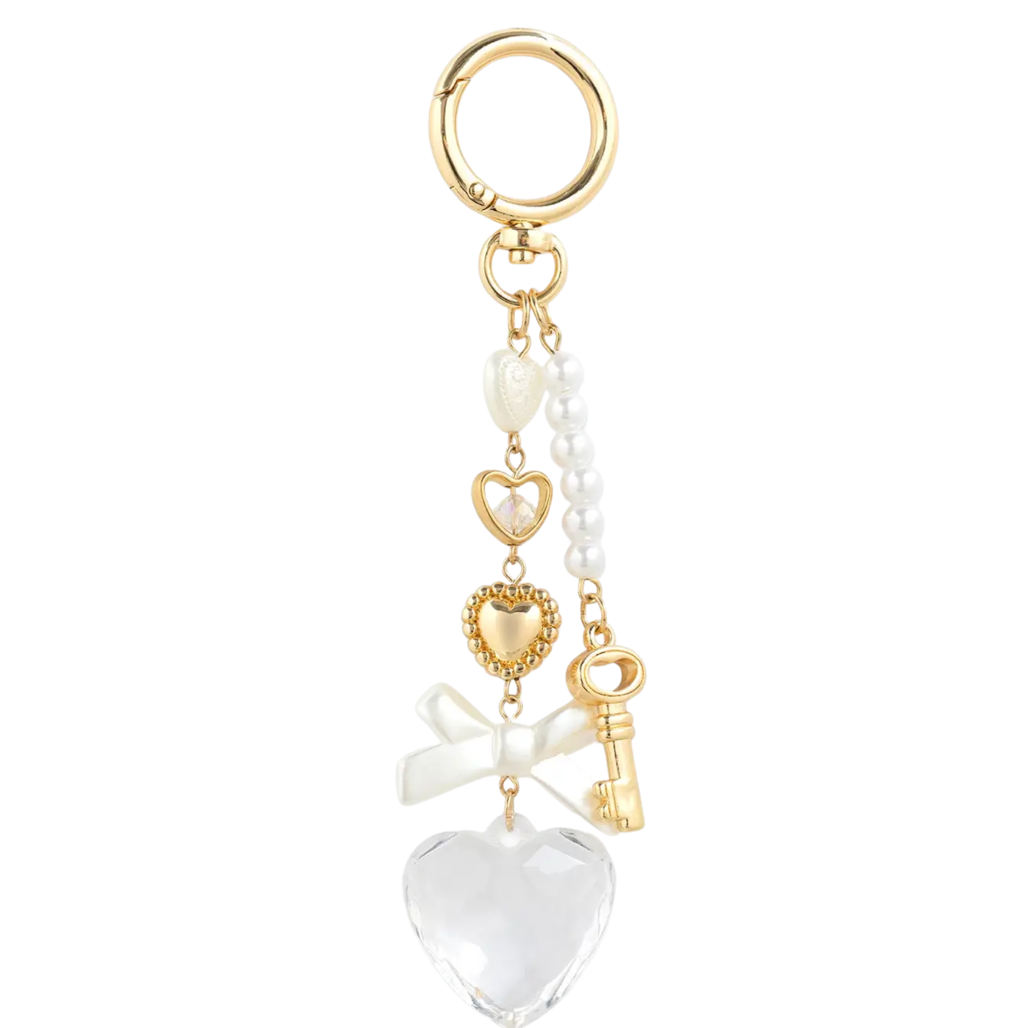 Romantic Heart Coquette Pearl Key Bag Charm