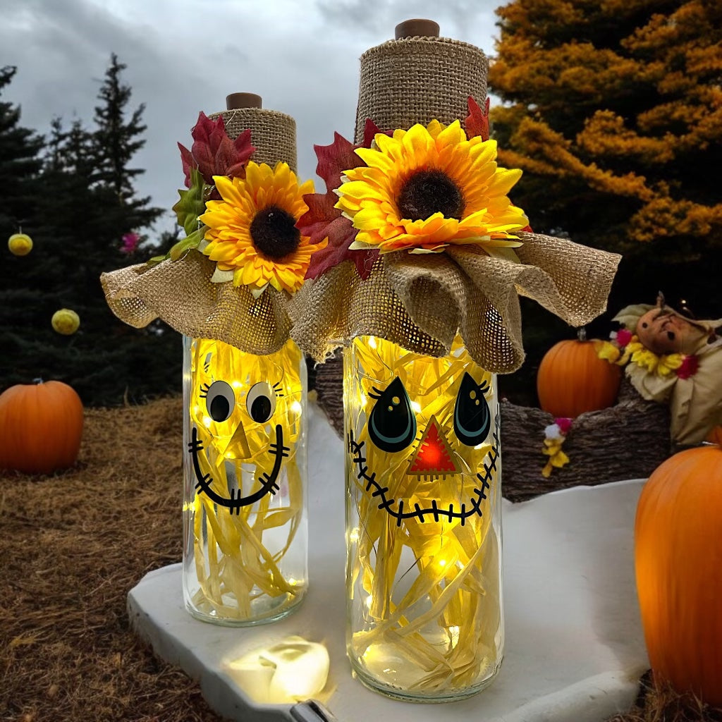 Fall Scarecrow Light Up Bottle