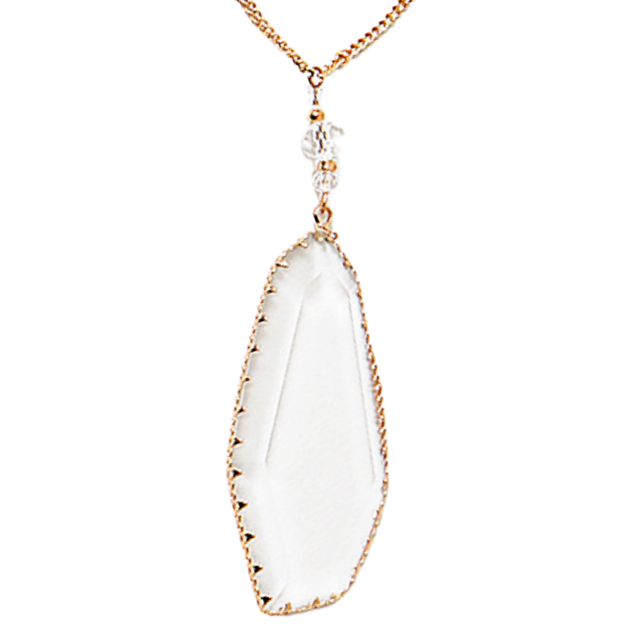 Long Clear Crystal Pendant Necklace