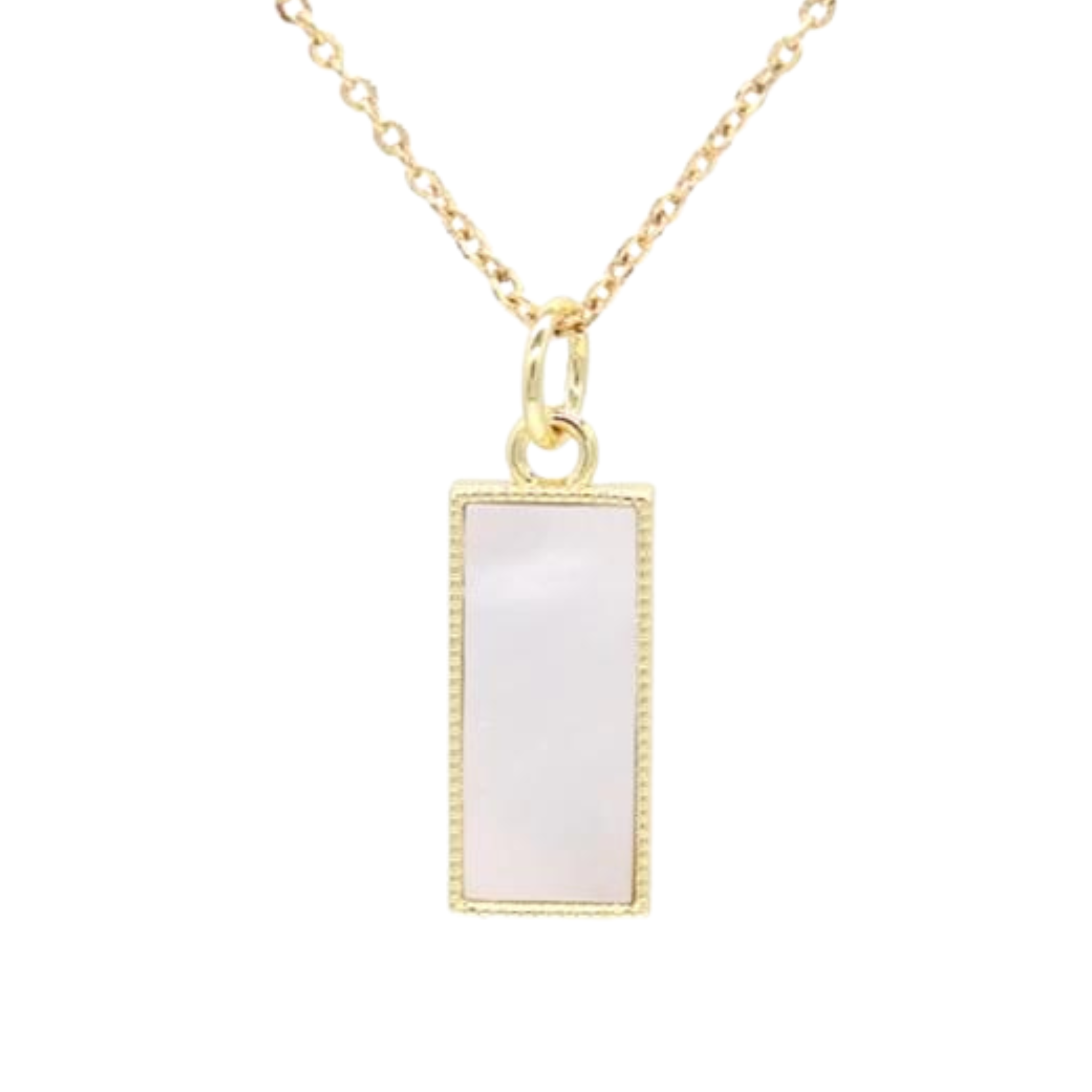 Mother of Pearl Rectangle Tag Gold Necklace