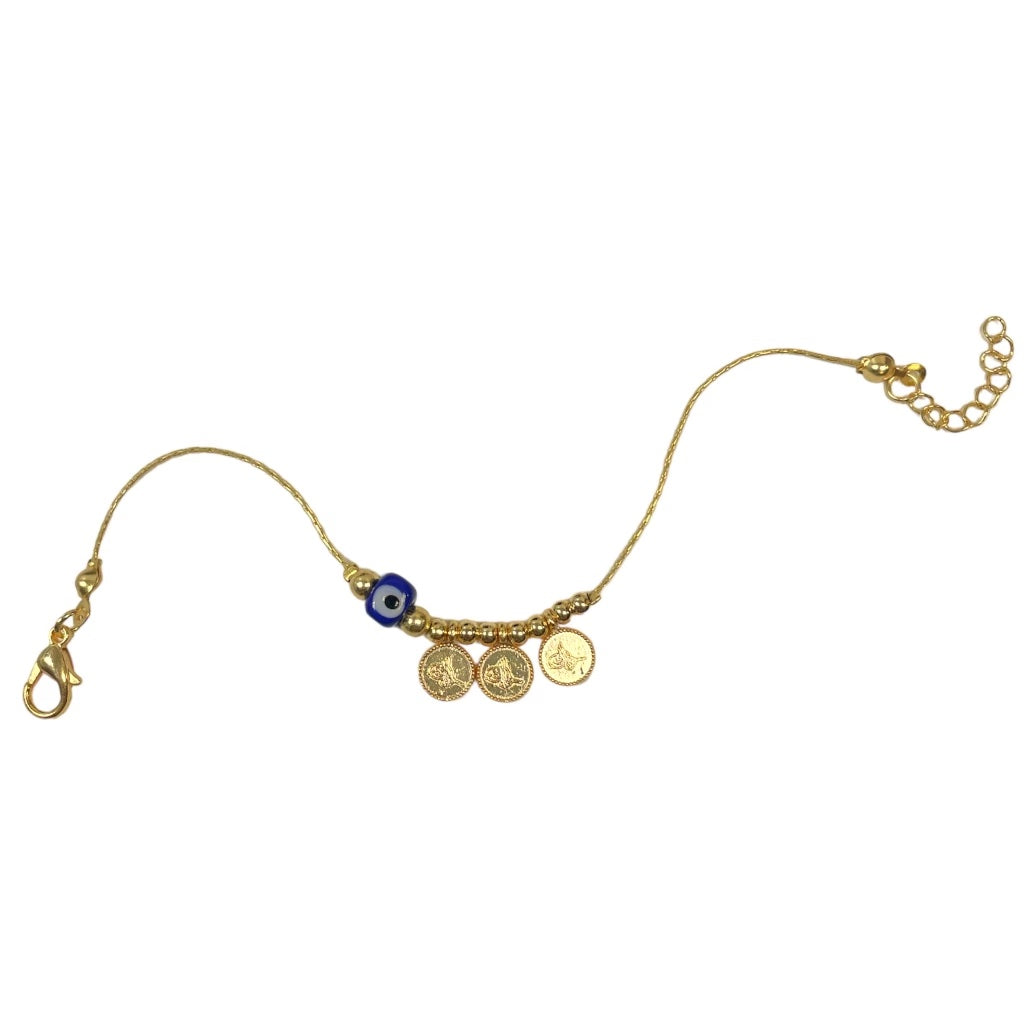 Gold Charm Evil Eye Bracelet