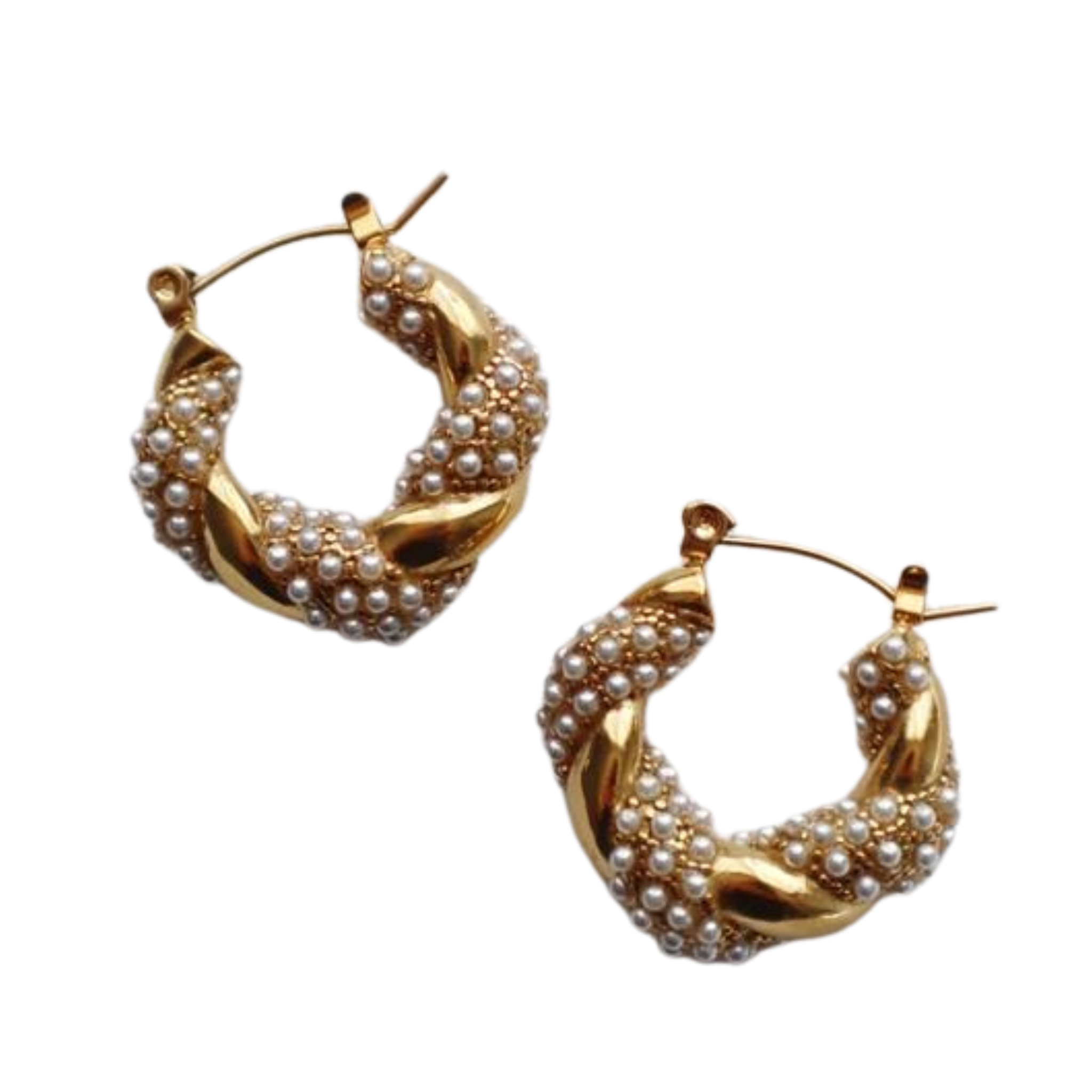 Nolita Hoops | Pearl Gold Twisted Hoops