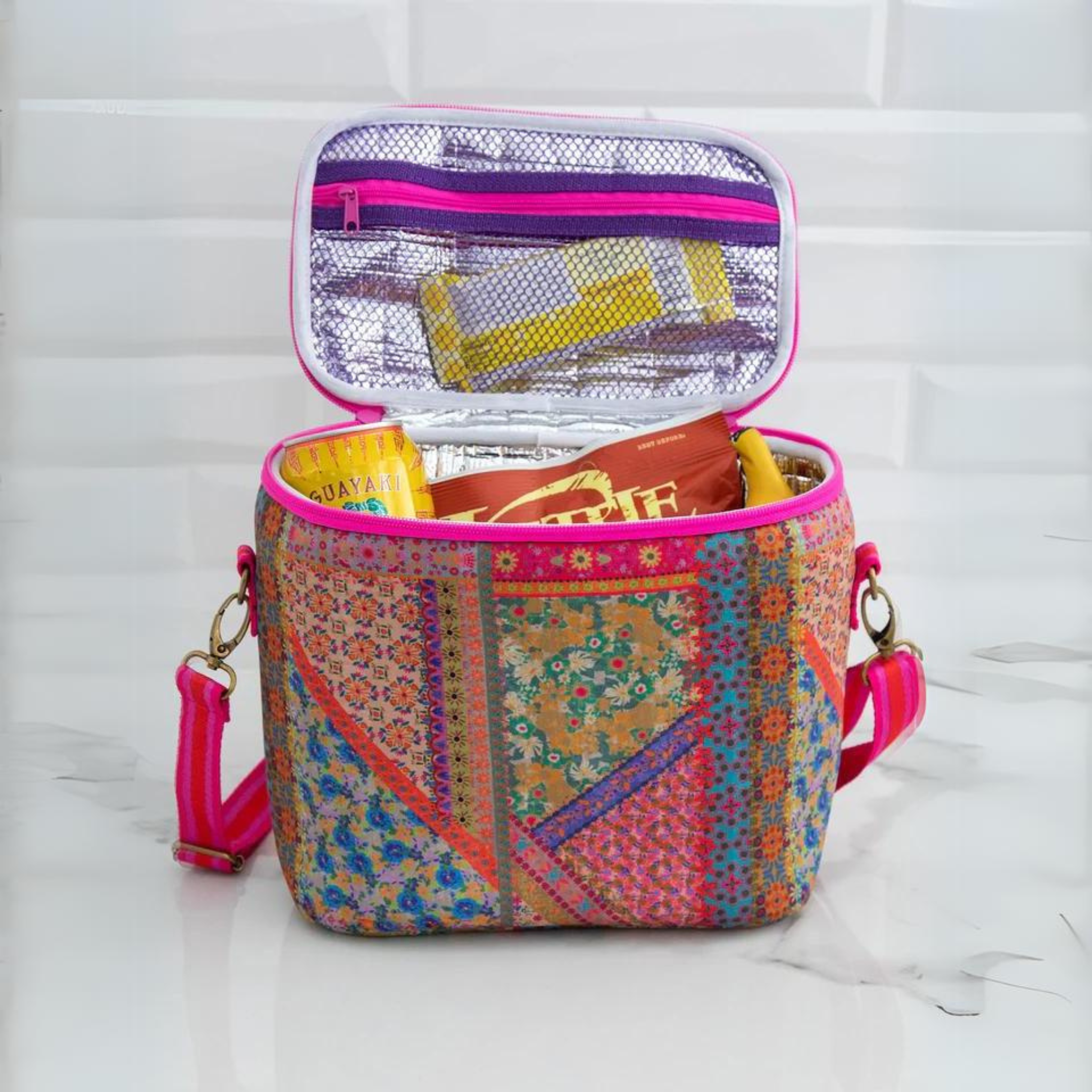 On The Go Lunch Tote - Folk Flower Patchwork